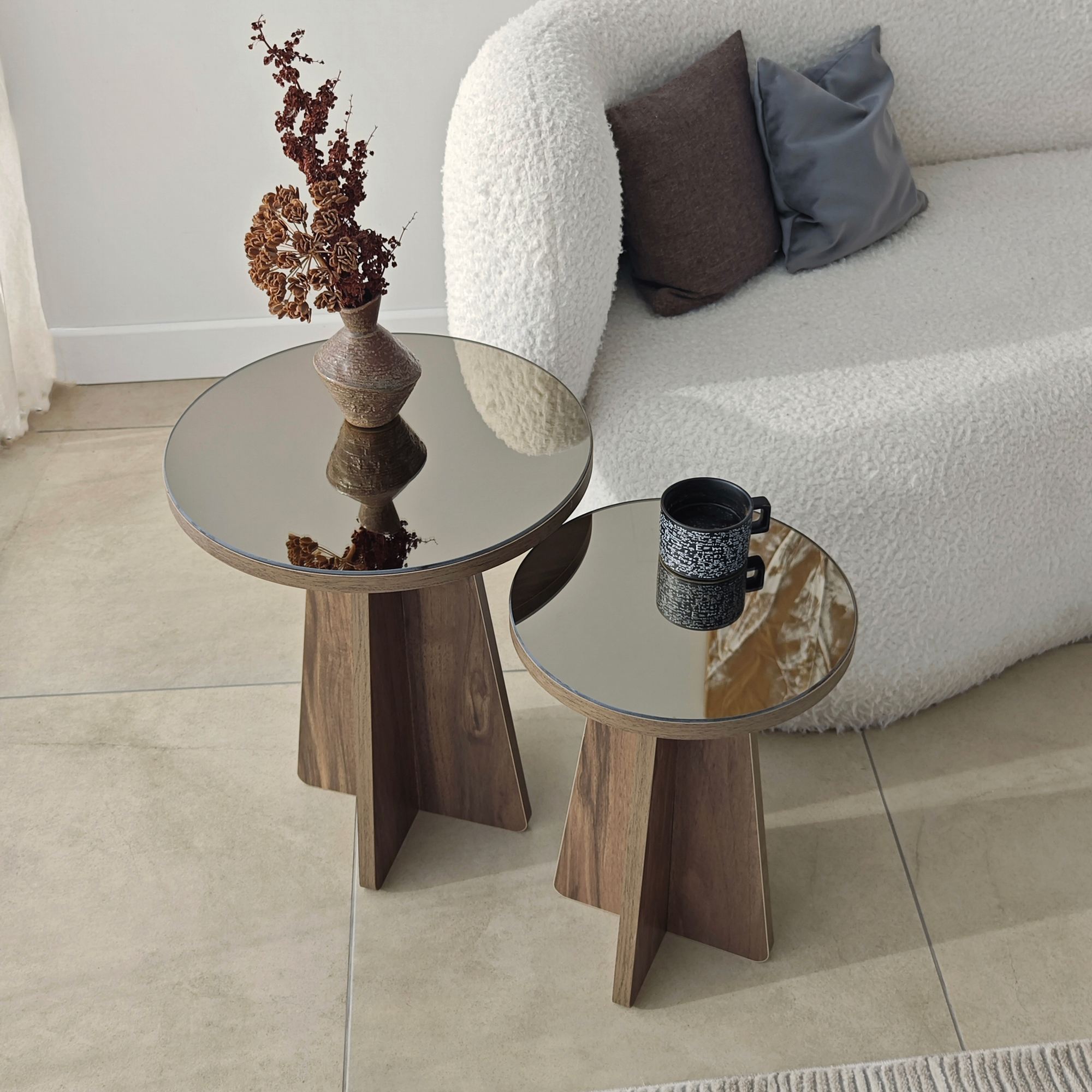 Luna 2 Side table Set of 2 Walnut