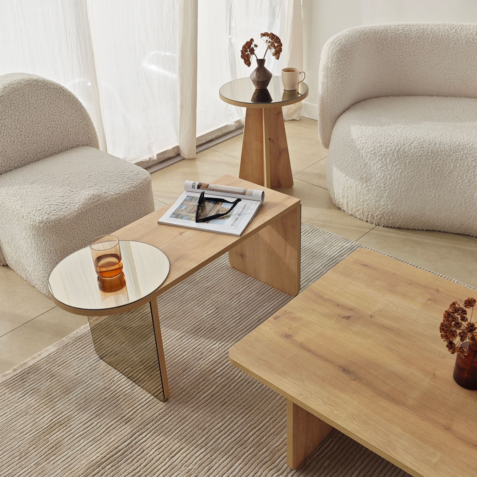 Luna 4 Table Set of 4 Sapphire-Oak