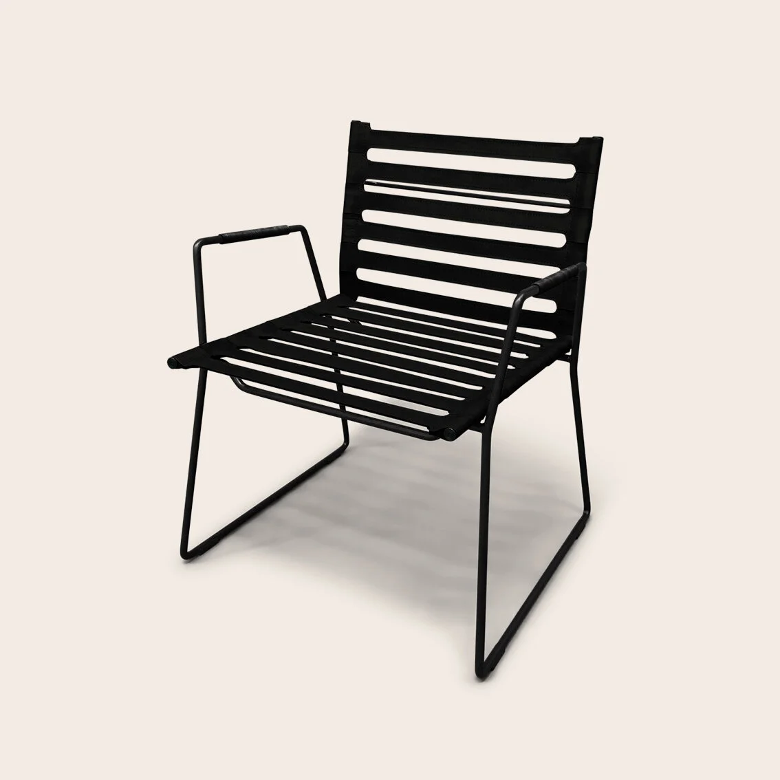 Strap Lounge Chair Leder Schwarz