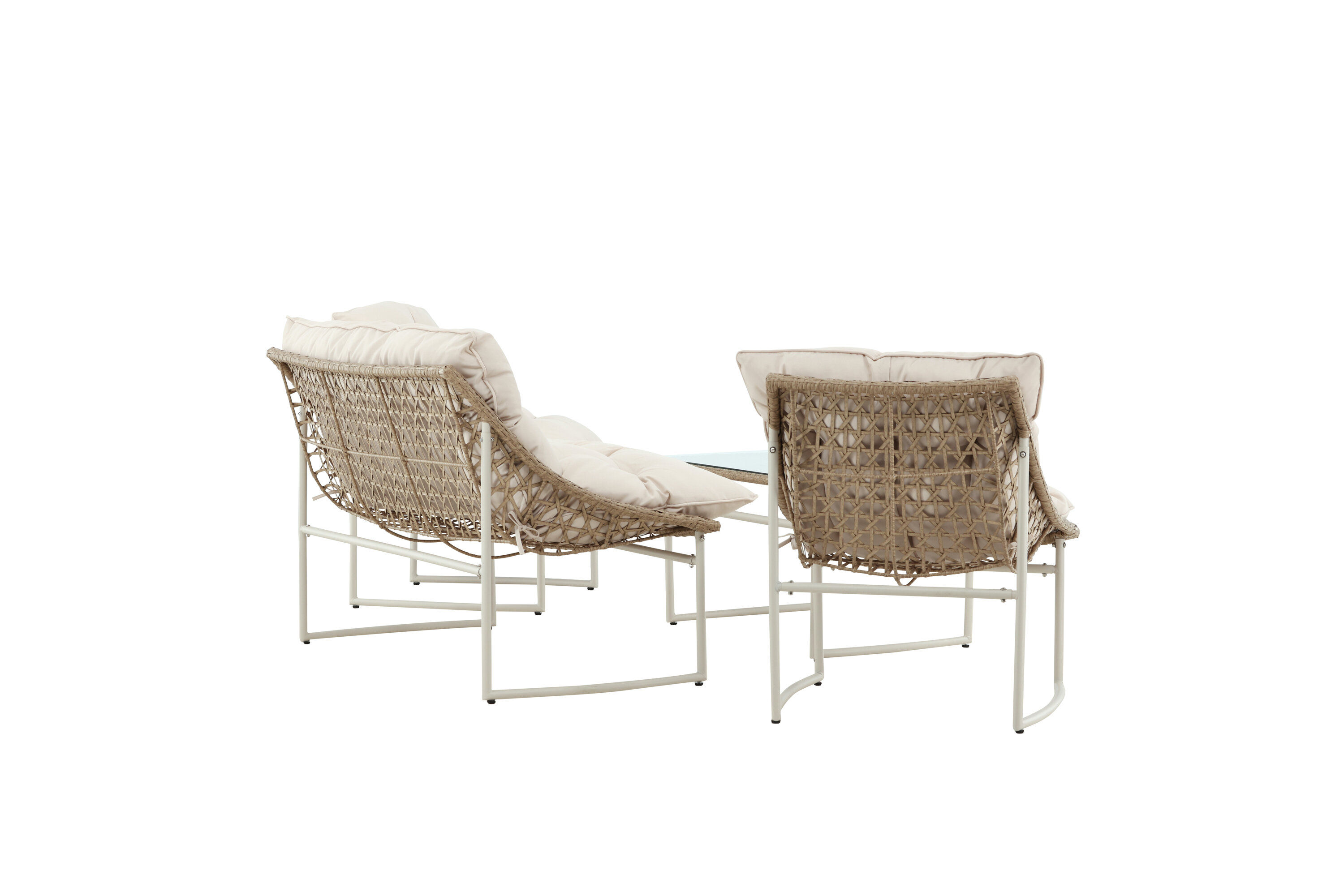 Tina Sofa-Set Polyrattan Stahl Cream
