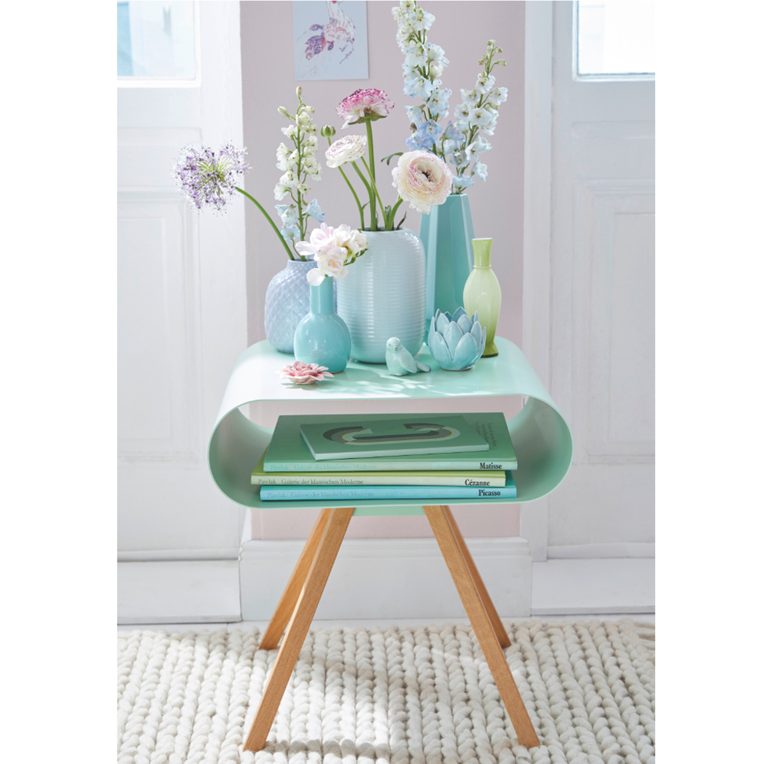 LO 12 Side table Oak wood Steel Pale green
