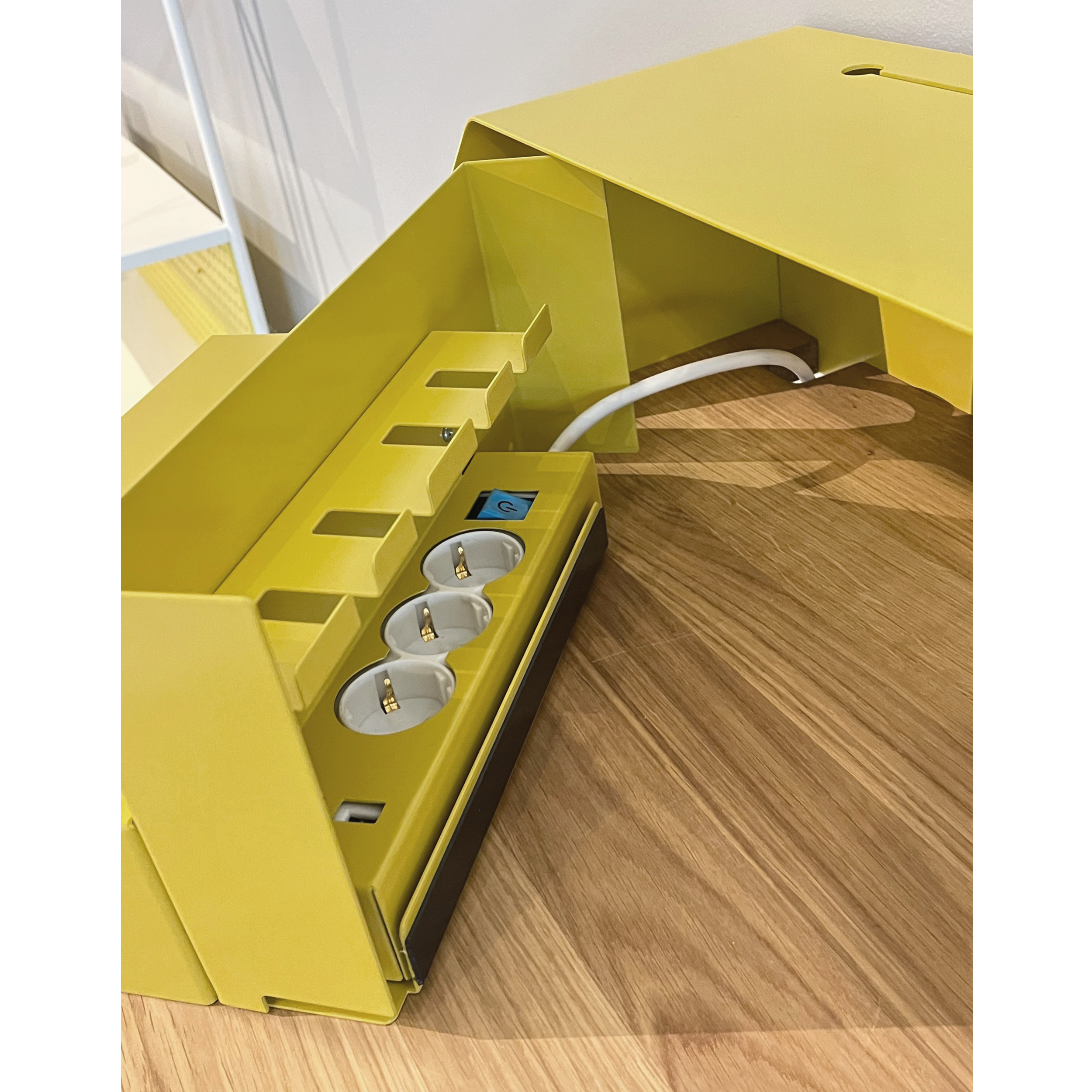 PS 04 Secretary Desk Oak Steel Lemon Yellow Signal White