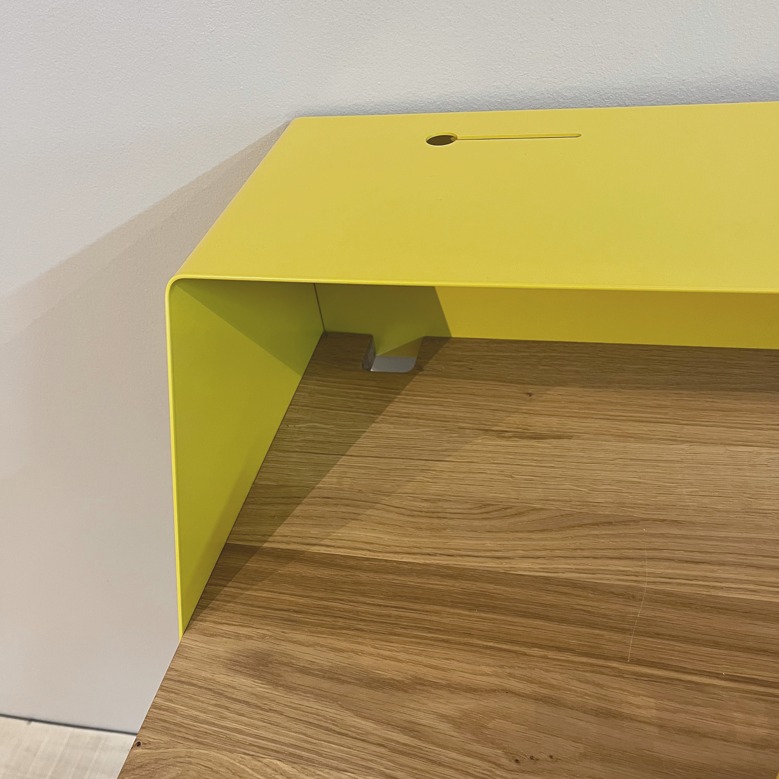 PS 04 Secretary Desk Oak Steel Lemon Yellow Signal White
