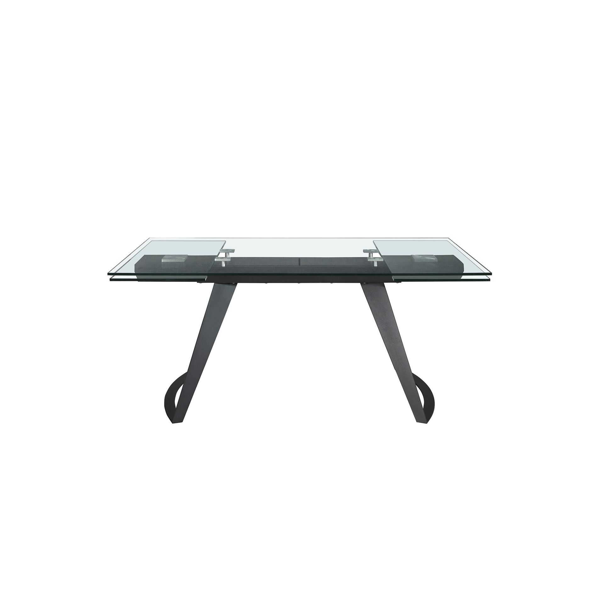 Dining Table Extendable Safety Glass Steel Black