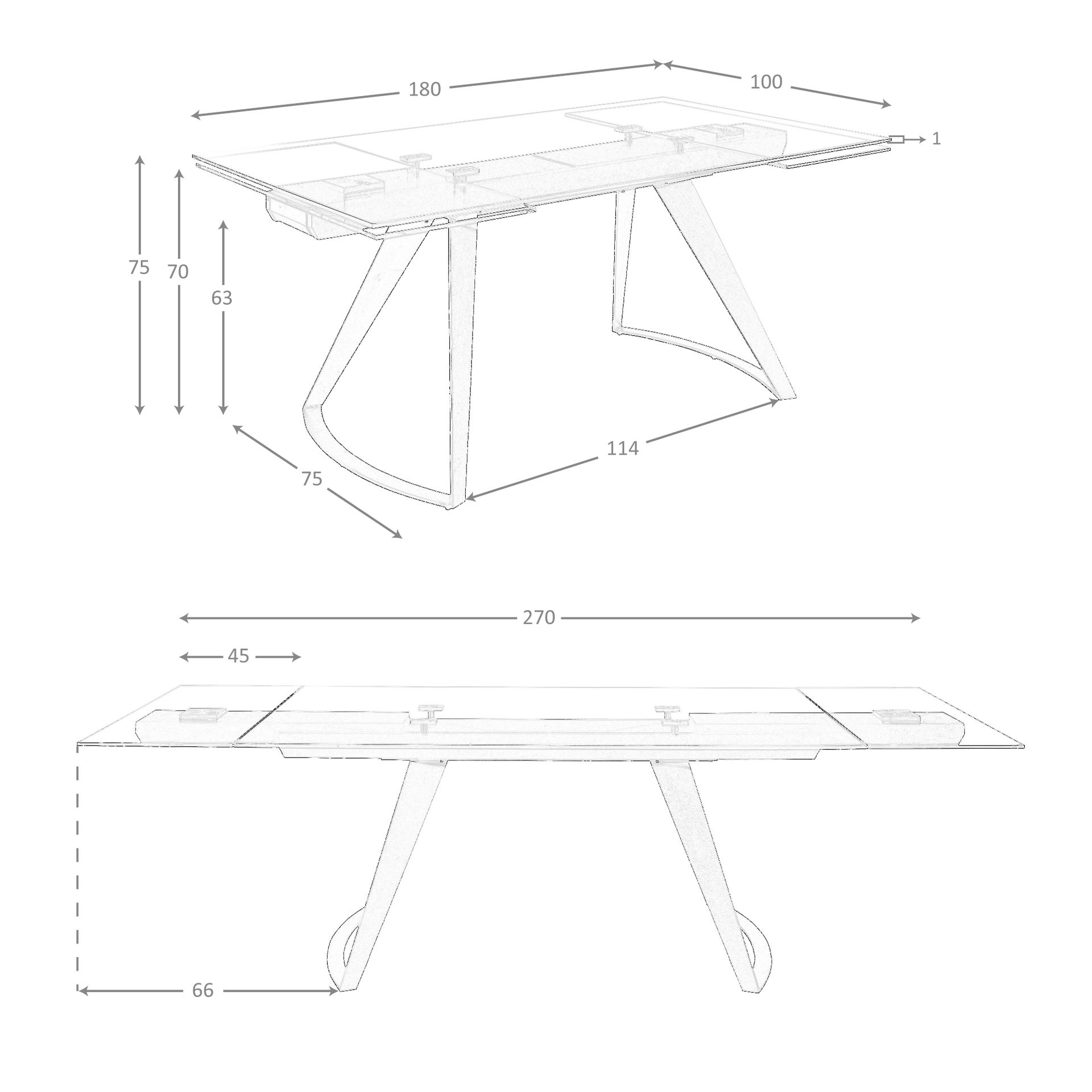 Dining Table Extendable Safety Glass Steel Black