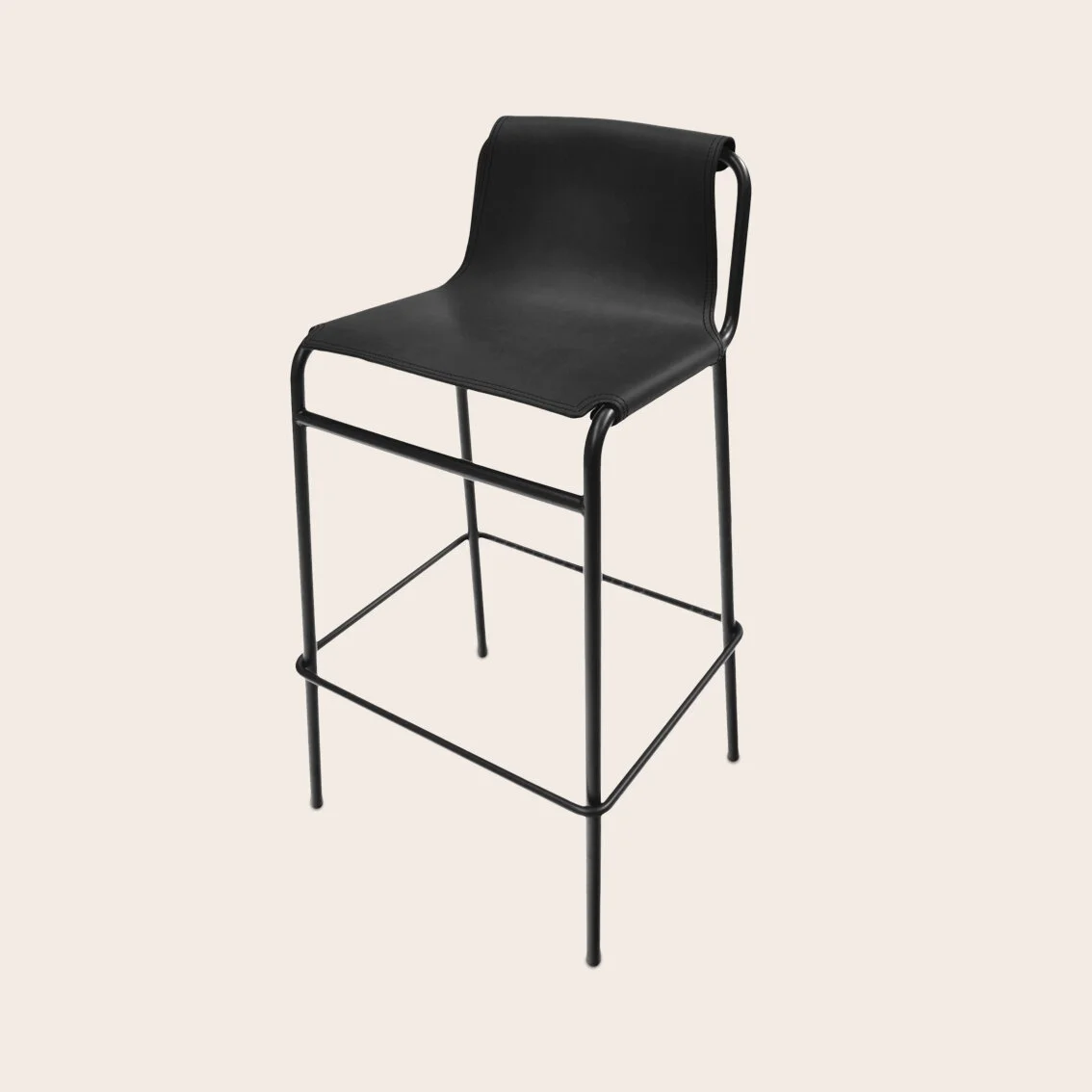 September Bar stool Leather Black
