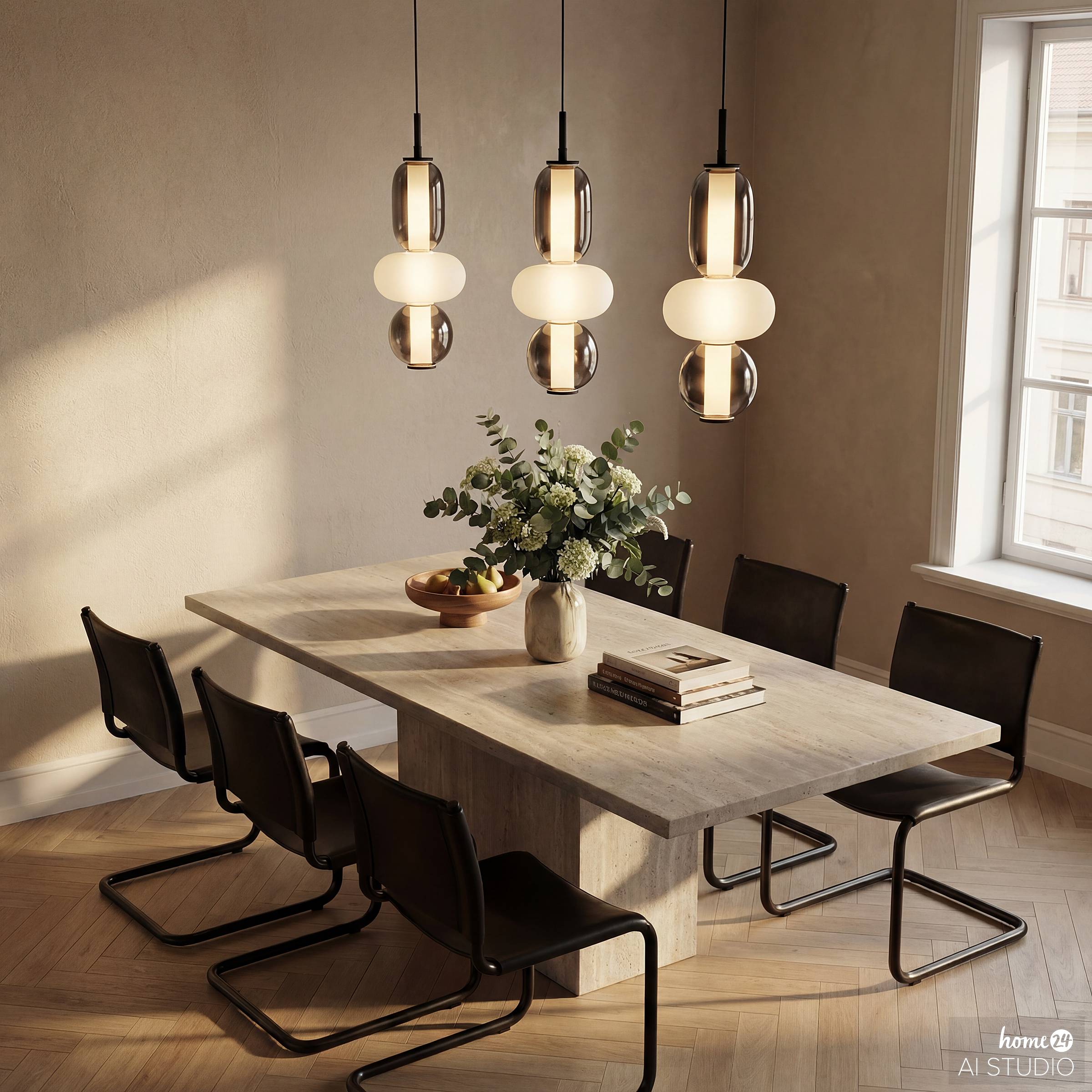Drea Pendant Light Glass Iron Black