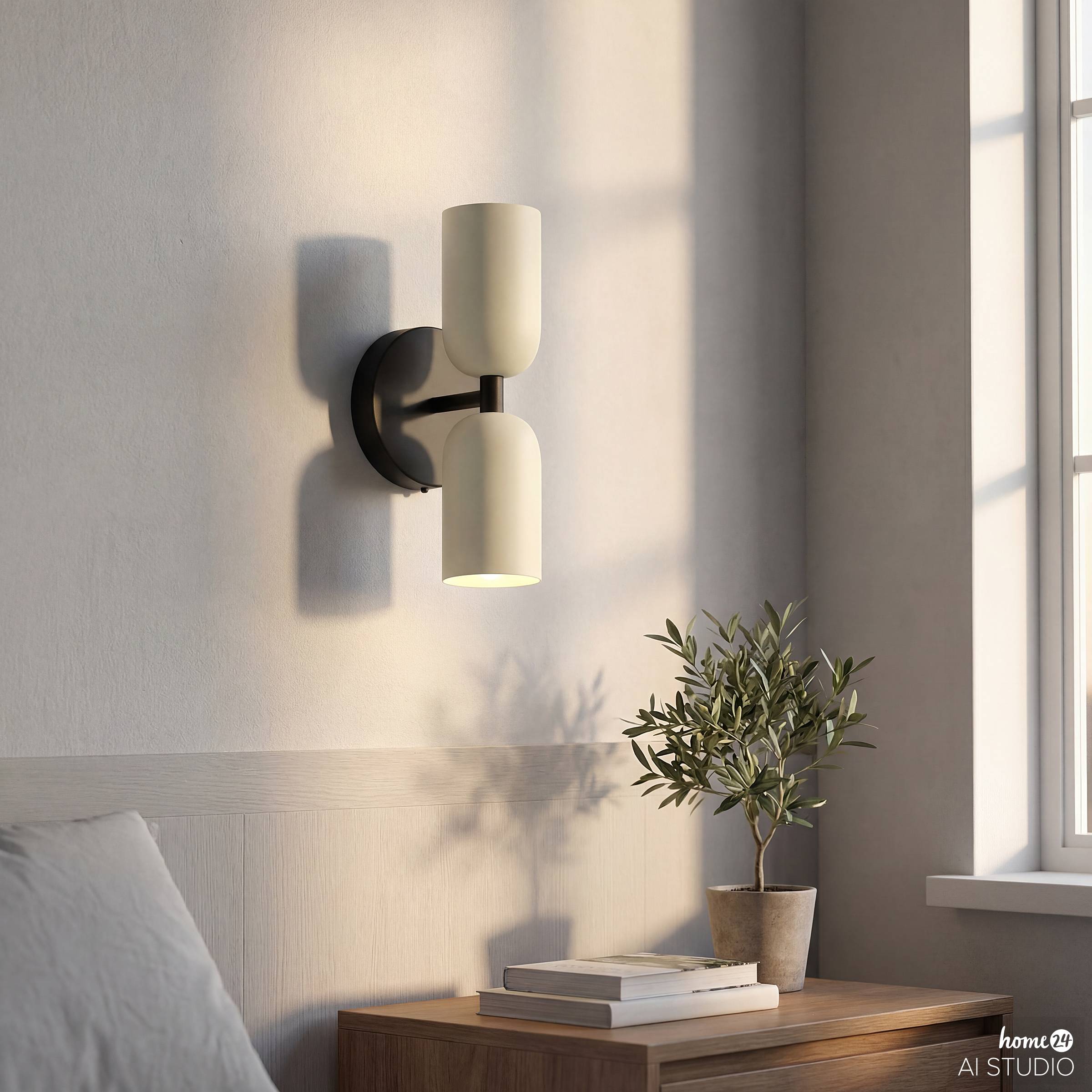 Nimi Akku-Wandleuchte 3-Stufen-Dimmer Creme Schwarz