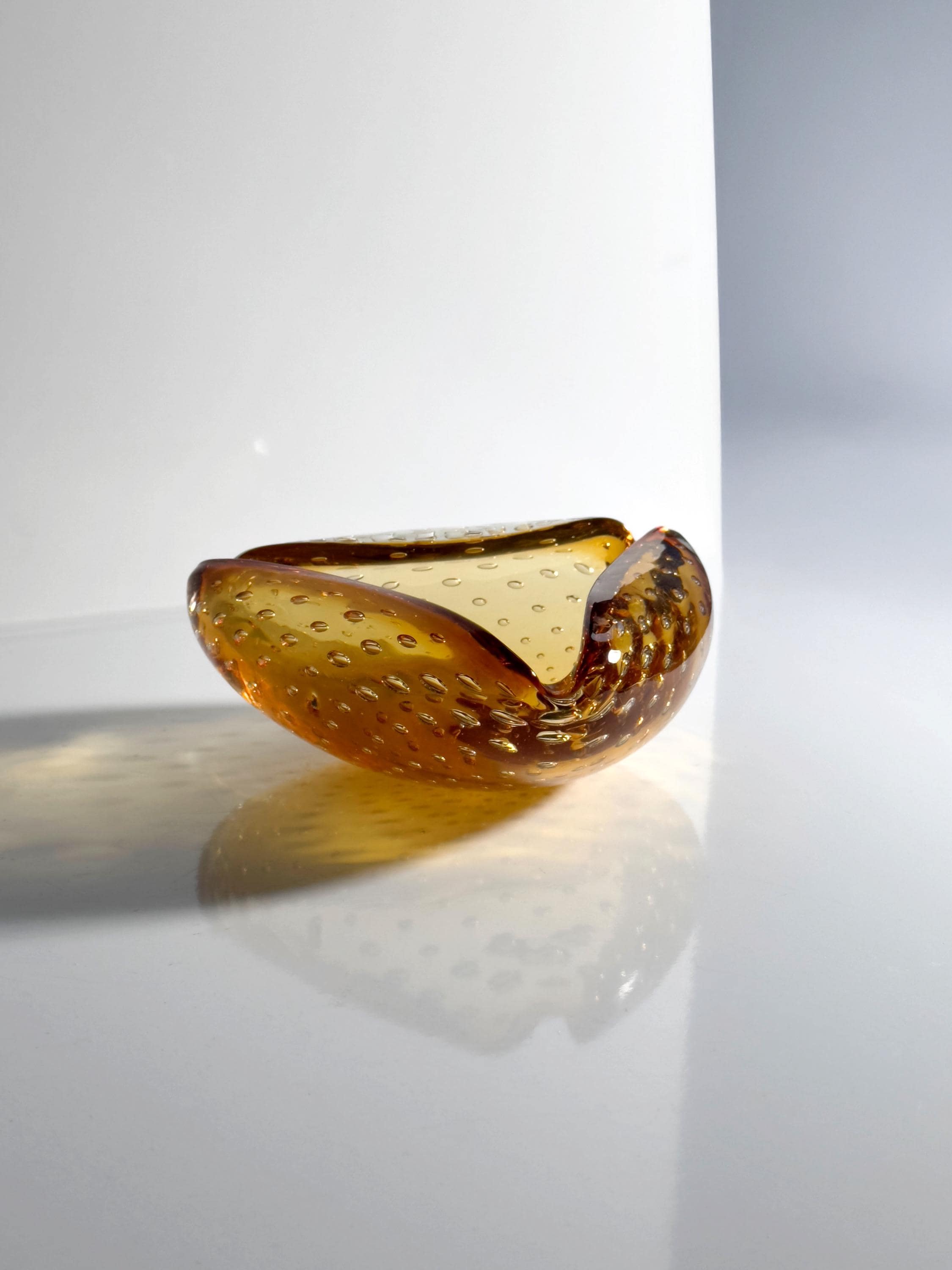 Vintage Bowl Murano Glass Amber-Orange 70s