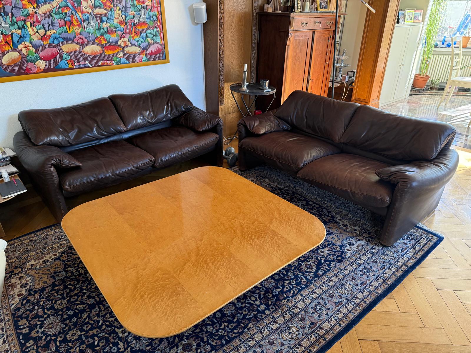 Maralunga Leather Two-Seater Brown