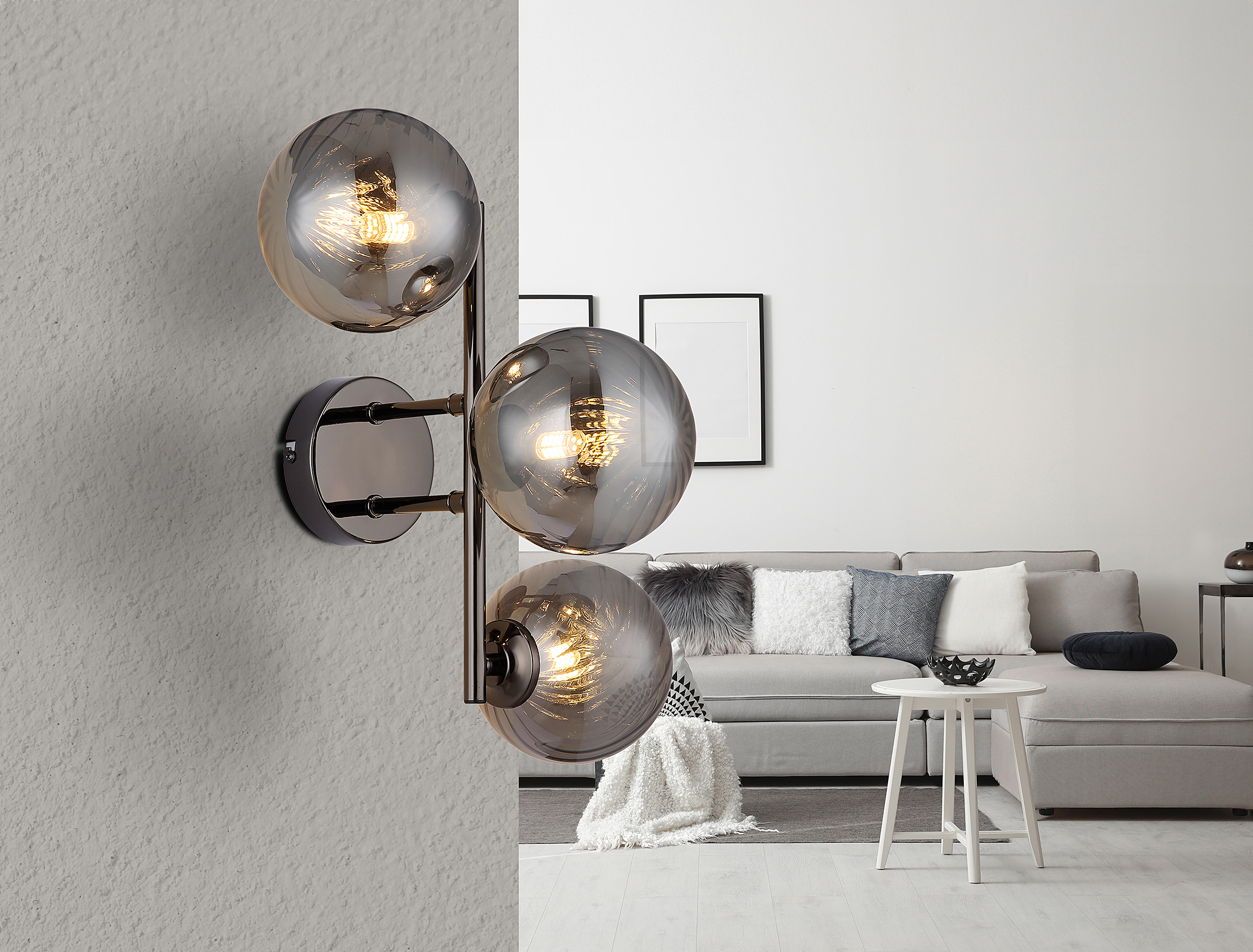 Conor Wall Lamp Smoked Glass Black
