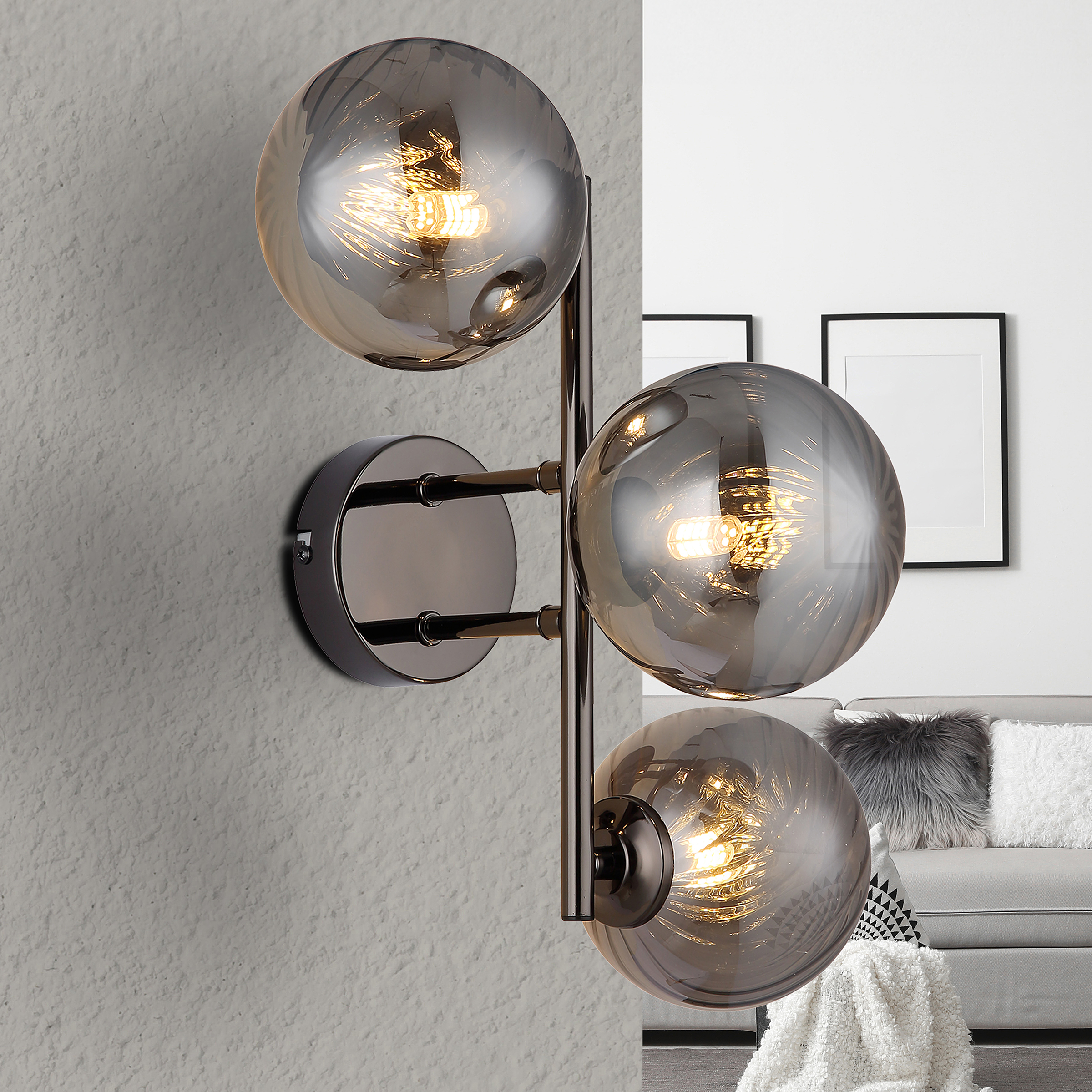 Conor Wall Lamp Smoked Glass Black