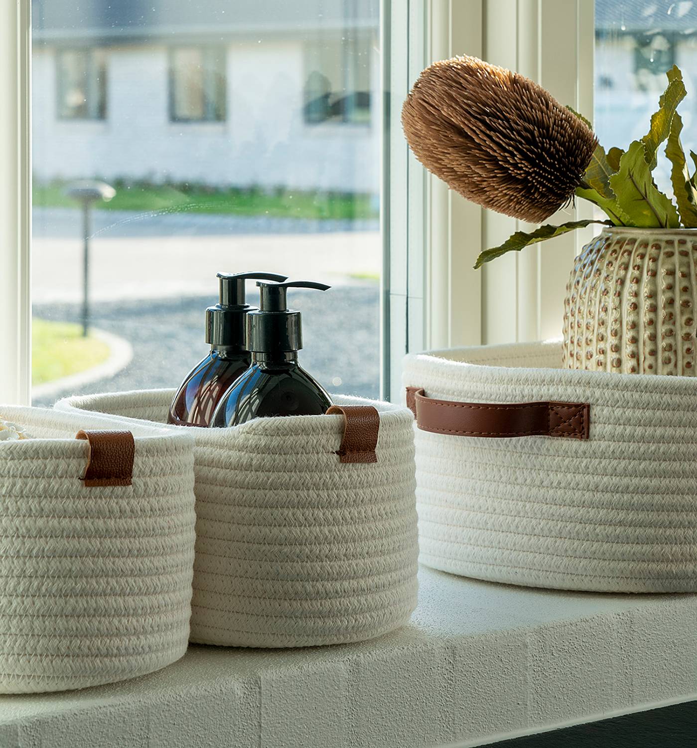 3x Jarana Storage basket Cotton White
