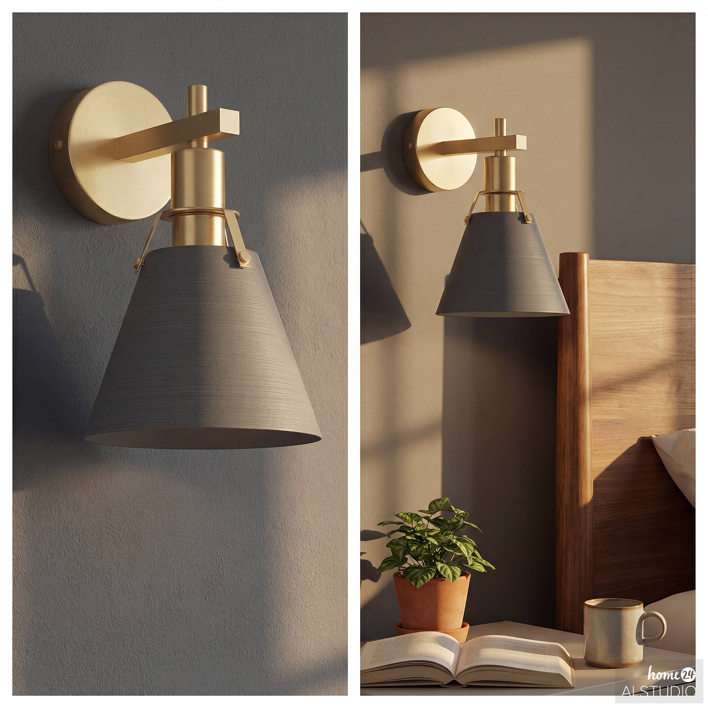 Shan Wall Lamp with Rechargeable Bulb Grey