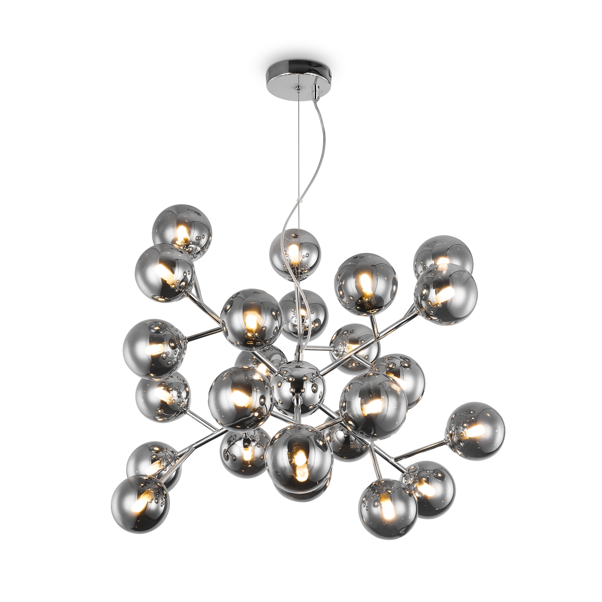 Dallas Pendelleuchte mundgeblasenes Glas Silber Ø 65cm