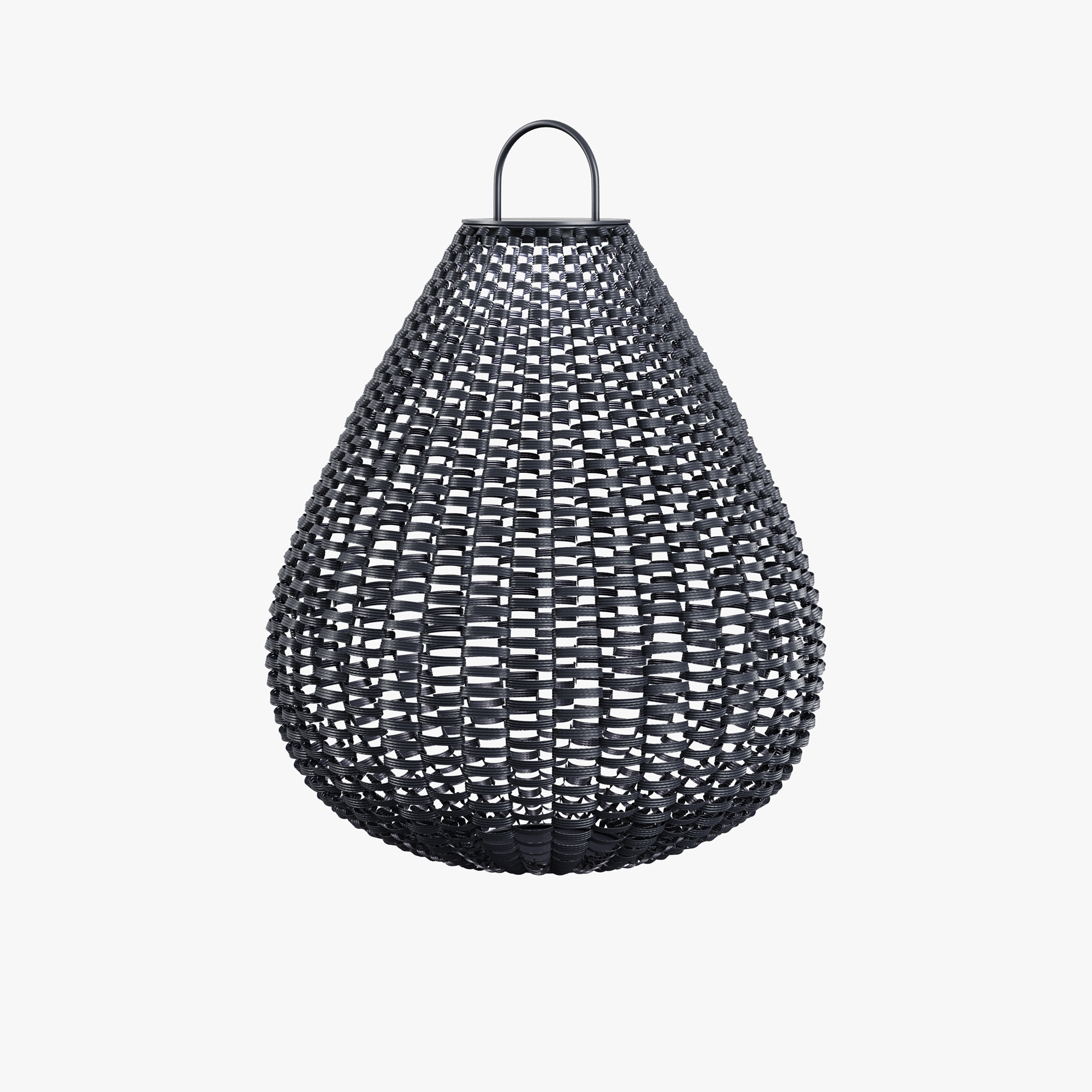 Plet Solarleuchte handgeflochtenem Rattan Schwarz Ø 48cm