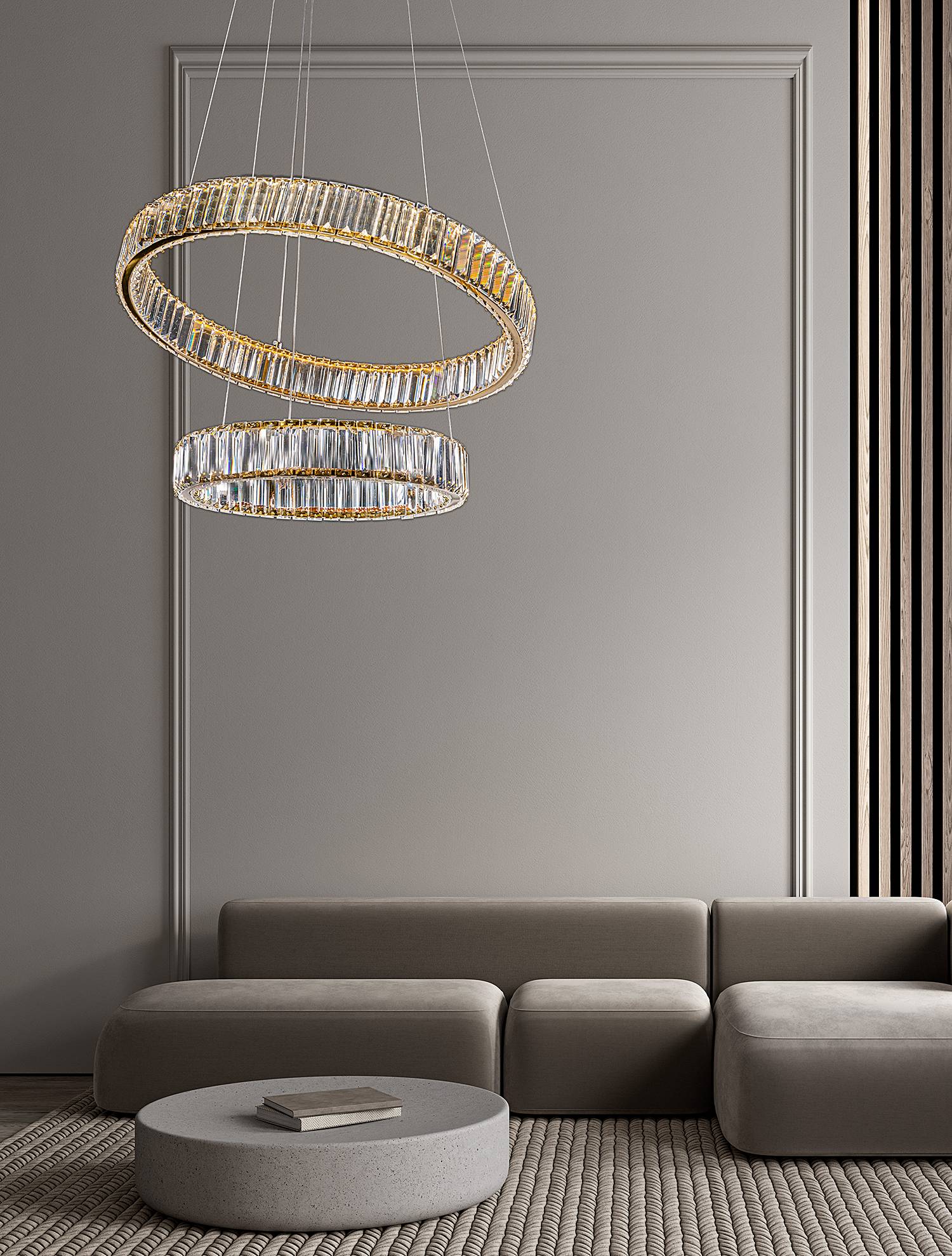 2-Flammig Aurelia Typ D Pendelleuchte Aluminium Gold