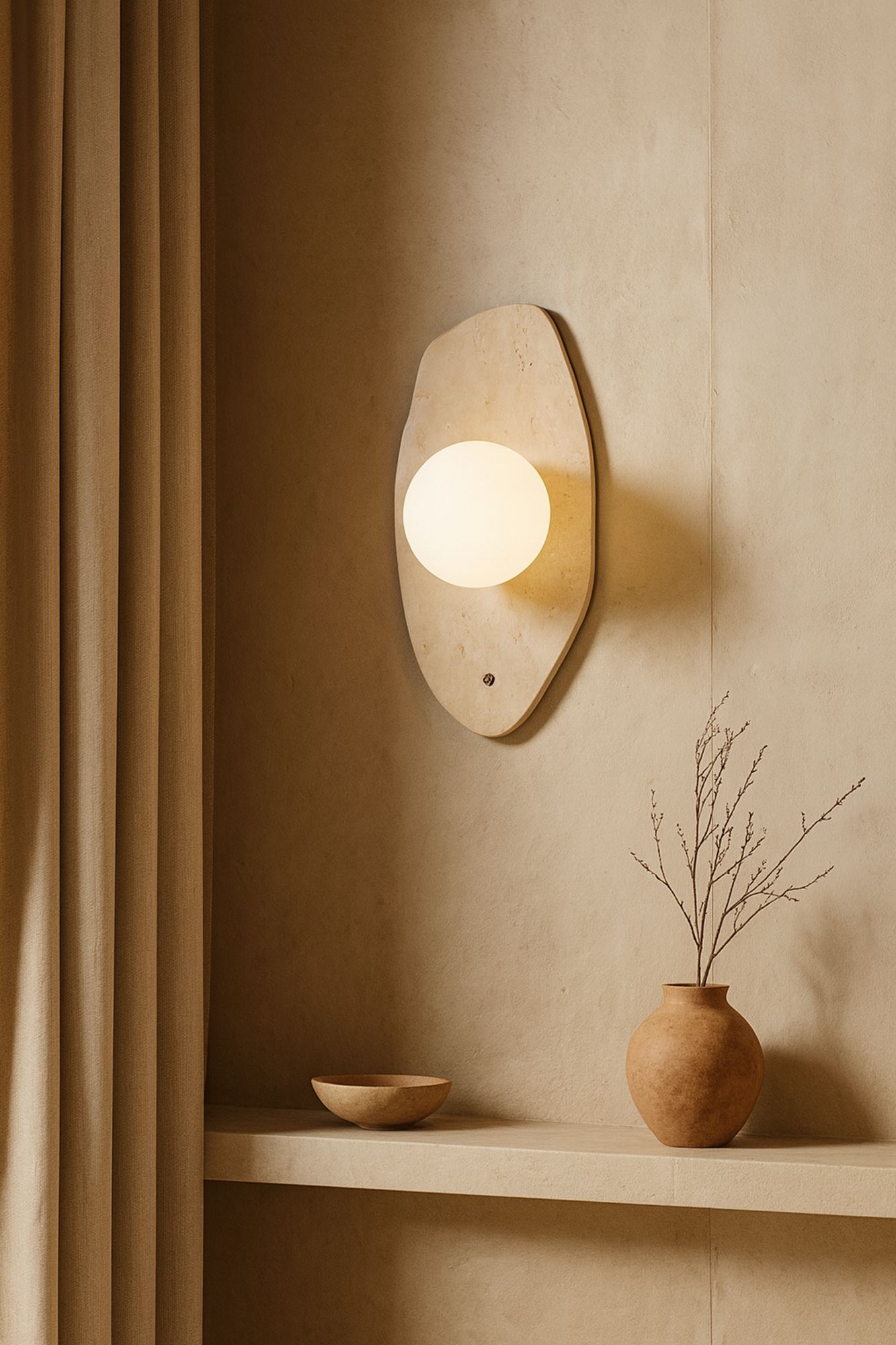 Halle Wall Lamp Travertine Cream