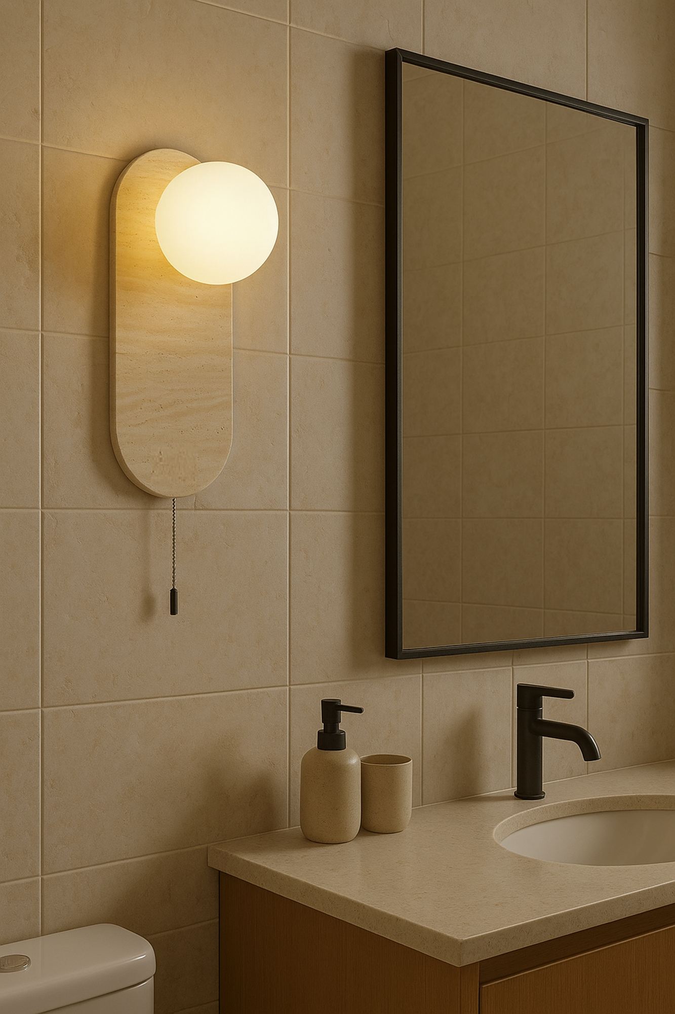Tor Wandleuchte Travertin Creme