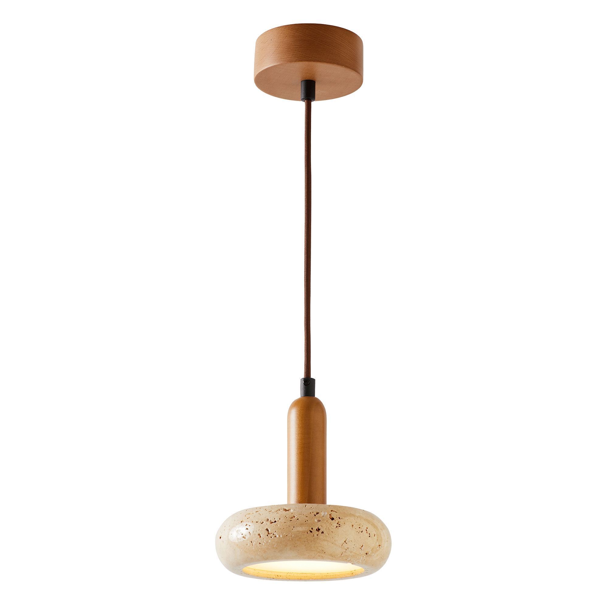 Worm Pendant Light Oak Wood Cream