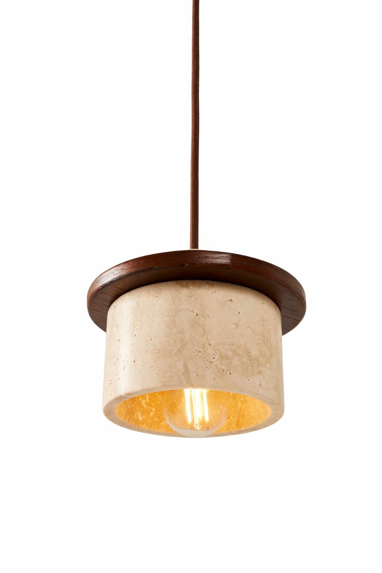 Duck Pendant Light Walnut Wood Travertine Brown