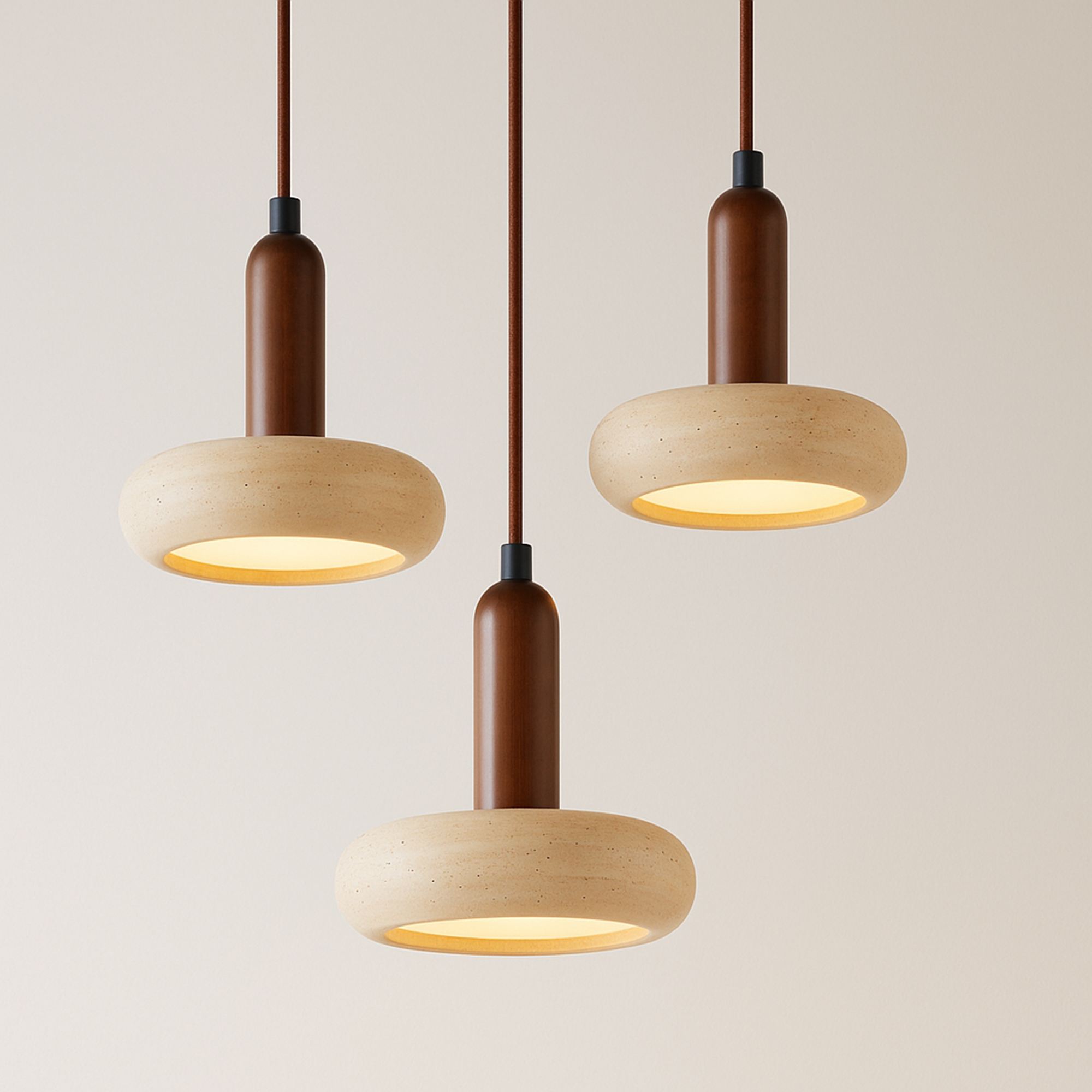 Worm Pendant Light Walnut Wood Brown
