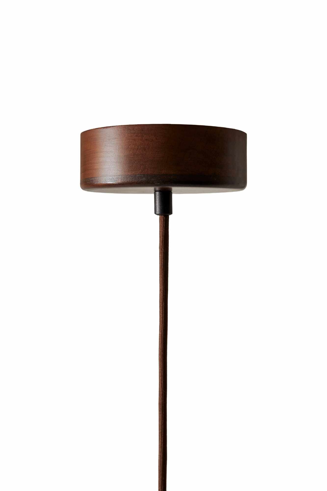 Round Pendant Light Walnut Wood Travertine Brown