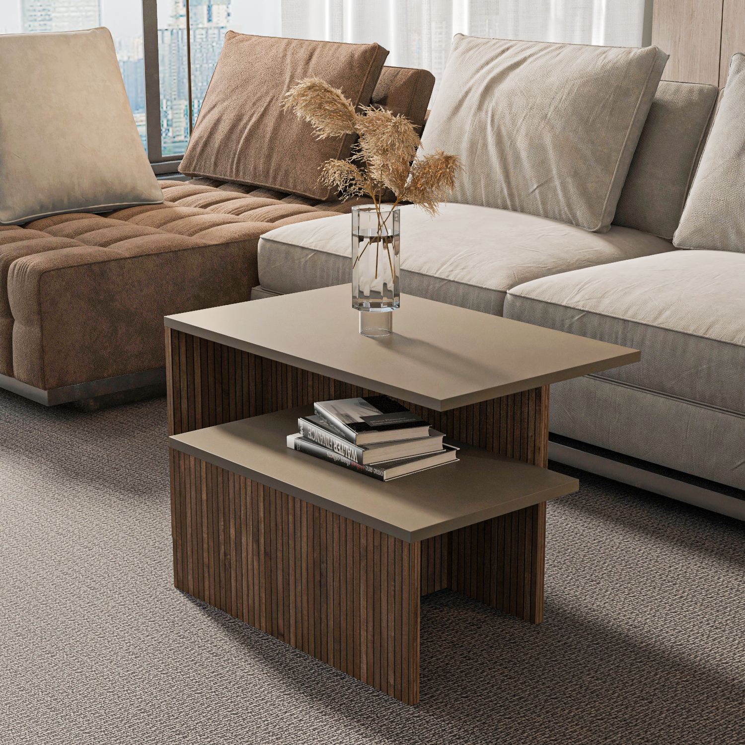Twins Couchtisch Taupe