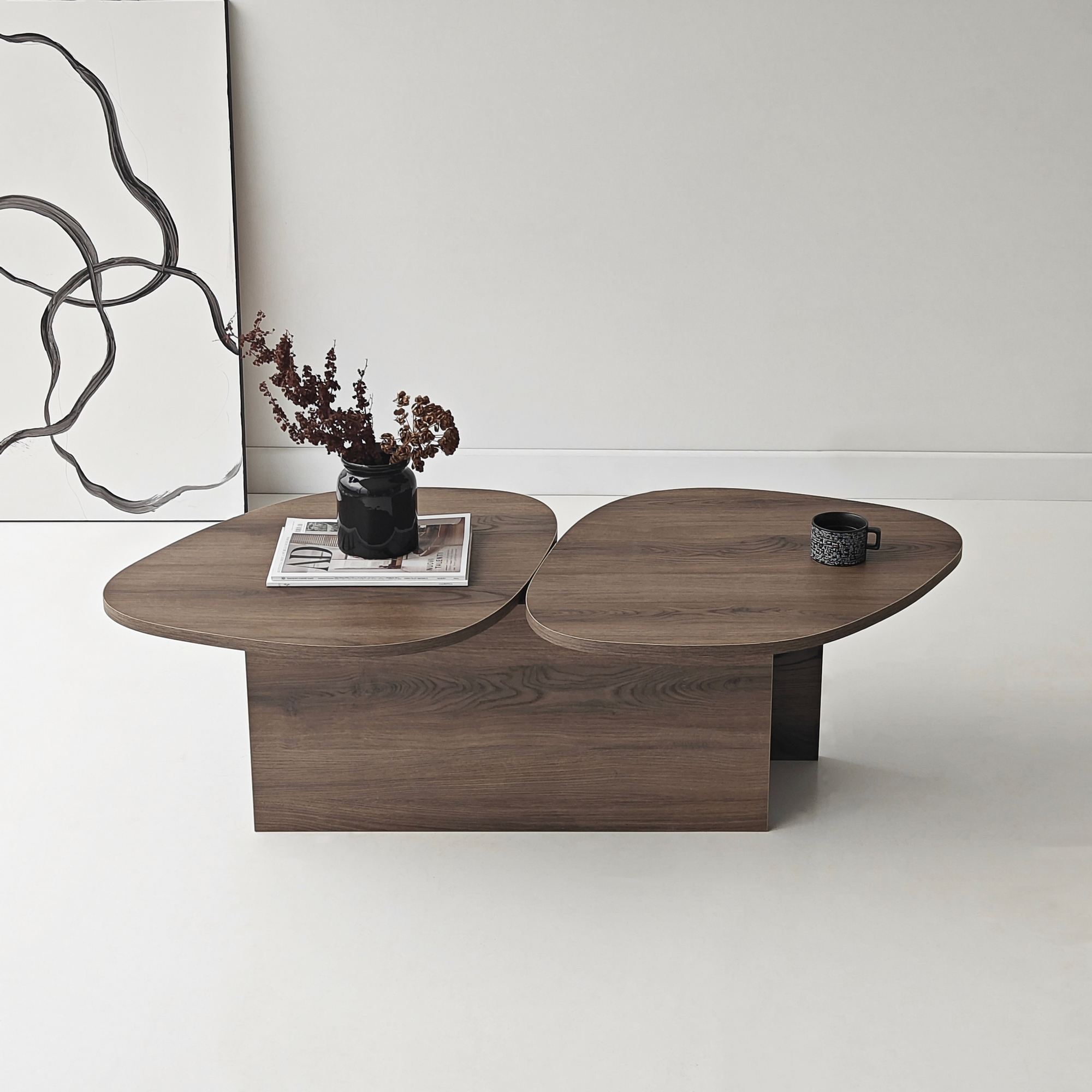 Stones Coffee Table Walnut Brown Look