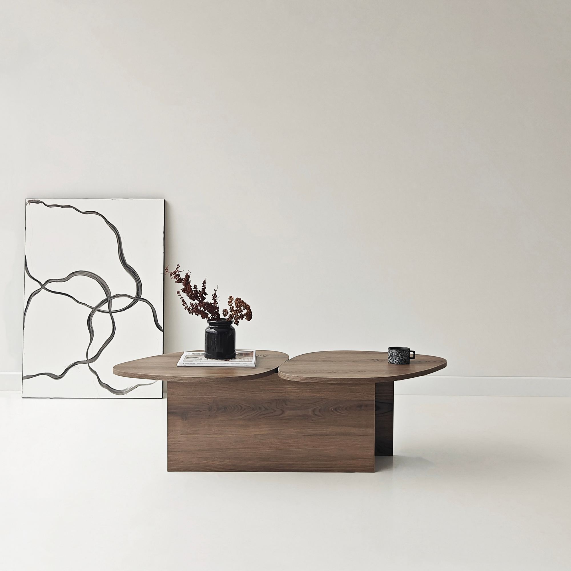 Stones Coffee Table Walnut Brown Look