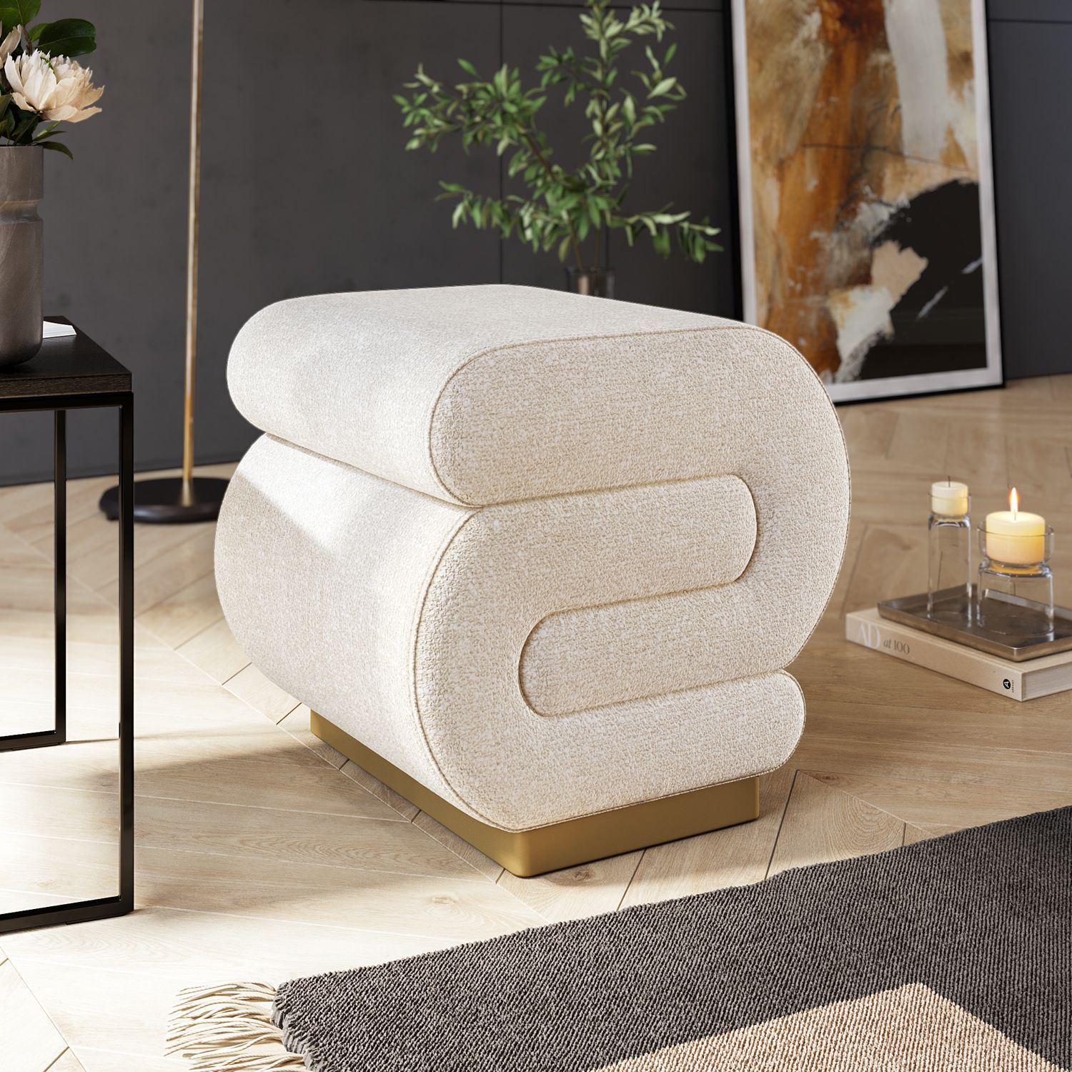 Sally Pouffe Cream