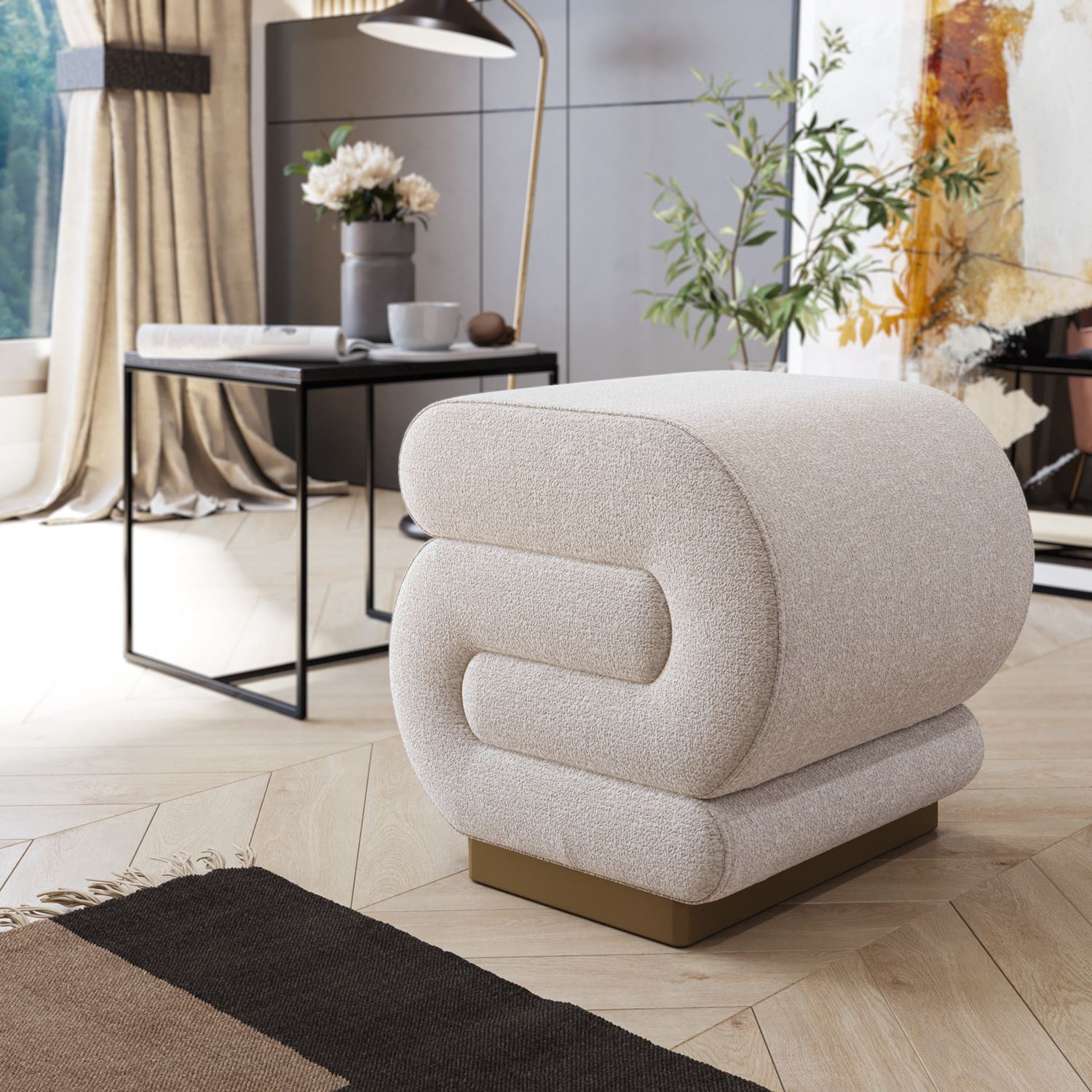 Sally Pouffe Cream