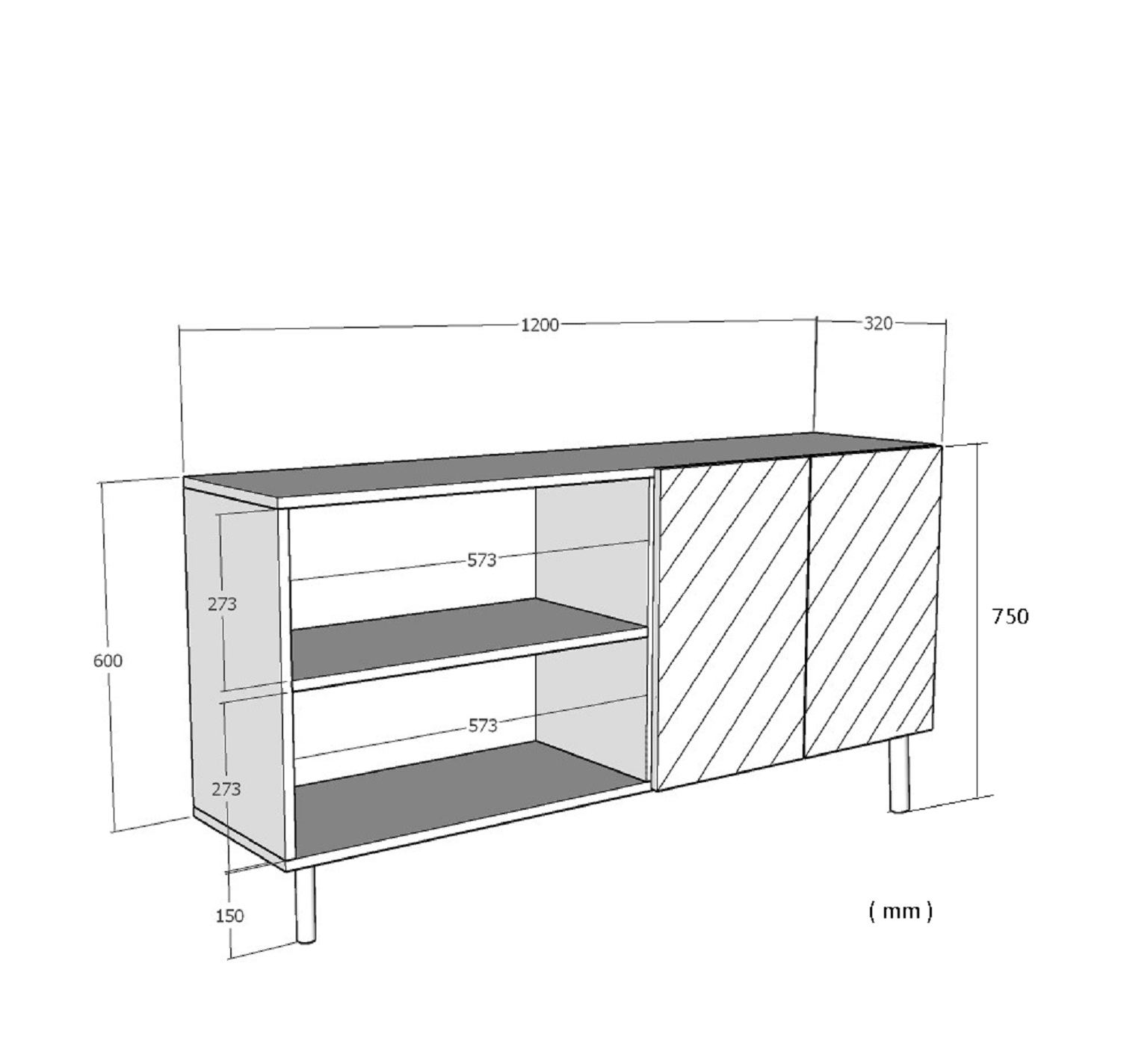 Simple 120 Sideboard Anthracite Gold