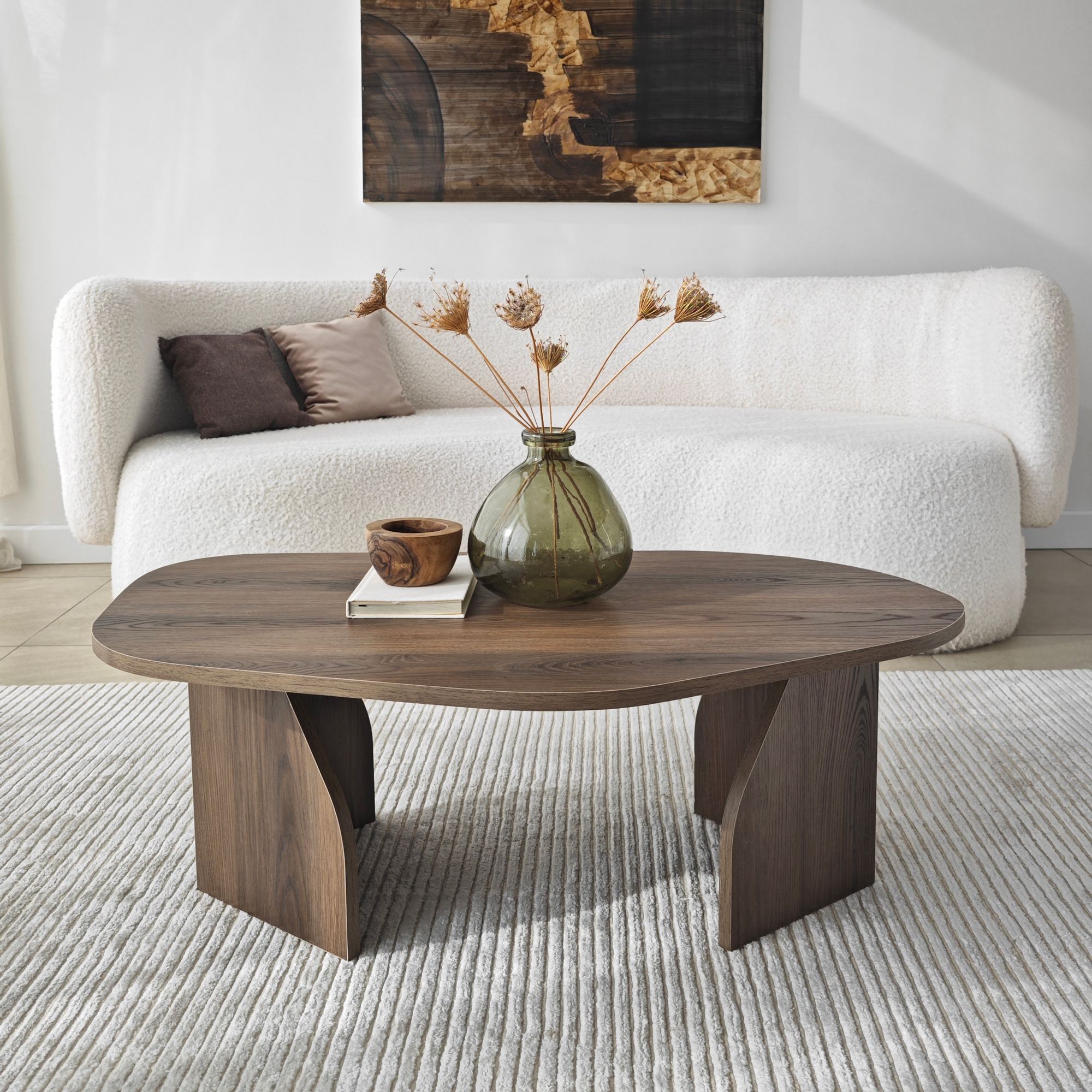Rock Coffee Table Walnut Look Brown