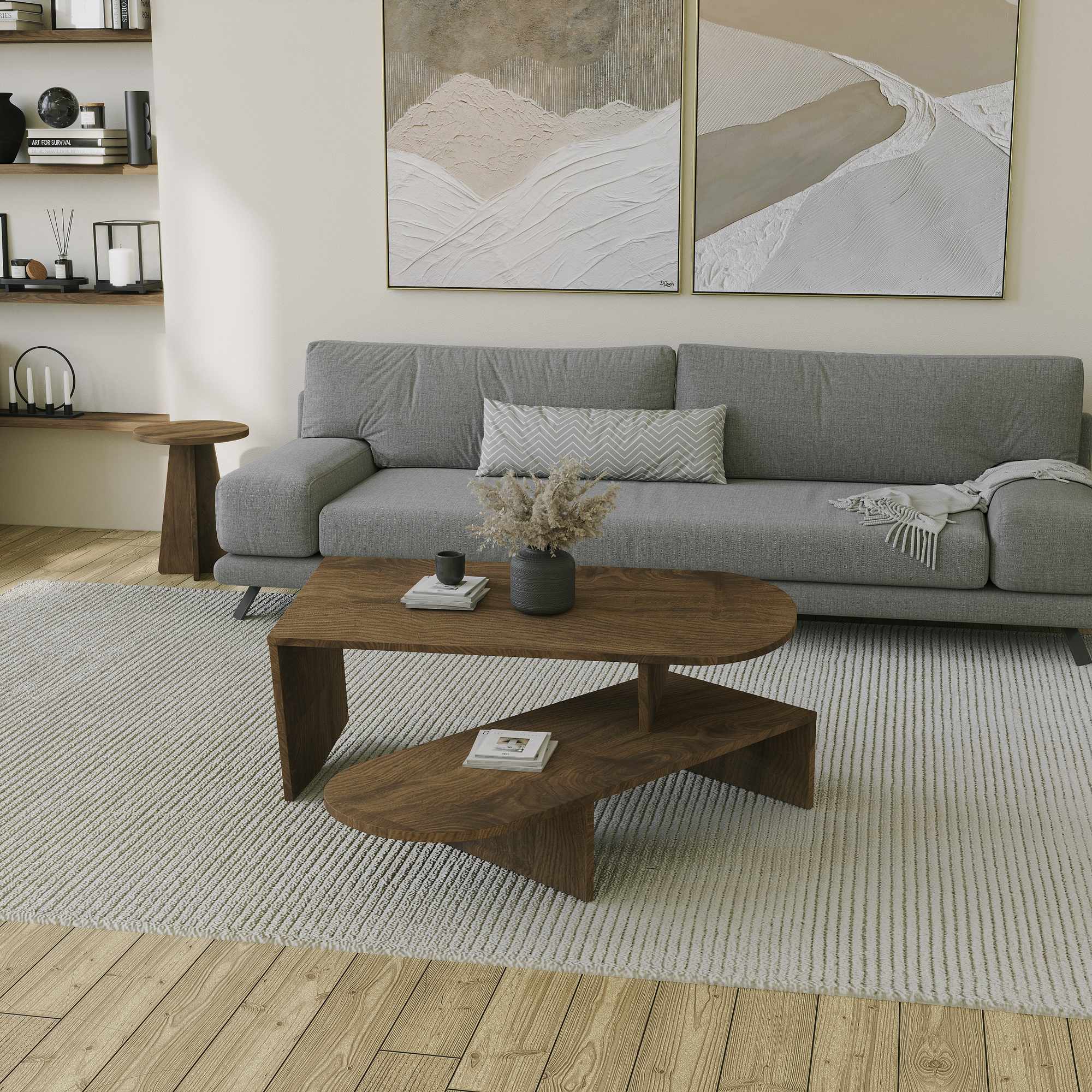 Puzzle Coffee Table Walnut Look Brown