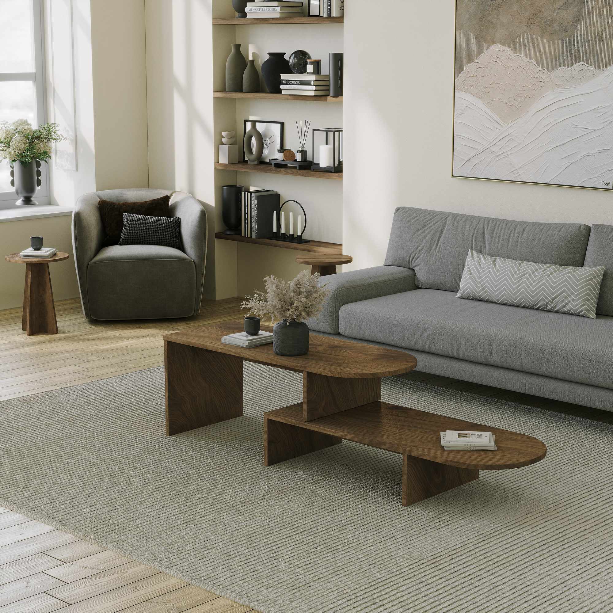 Puzzle Coffee Table Walnut Look Brown