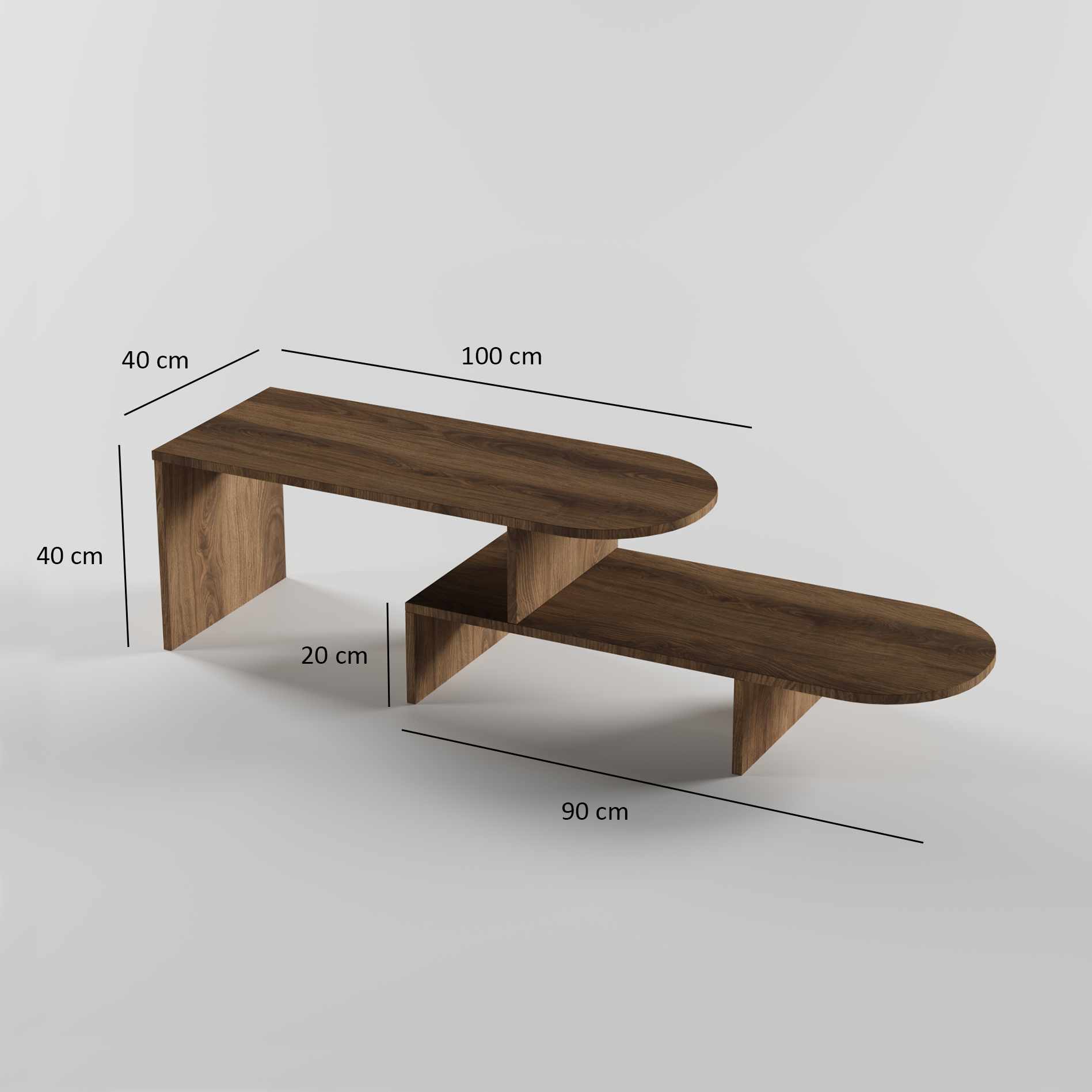 Puzzle Couchtisch Nussbaum-Optik Braun
