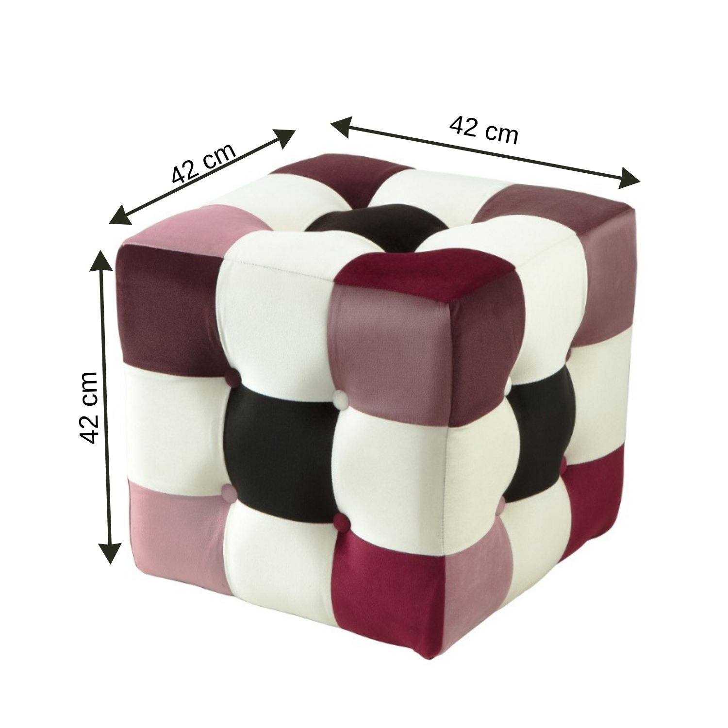 Patchwork Hocker Samt Mehrfarbig