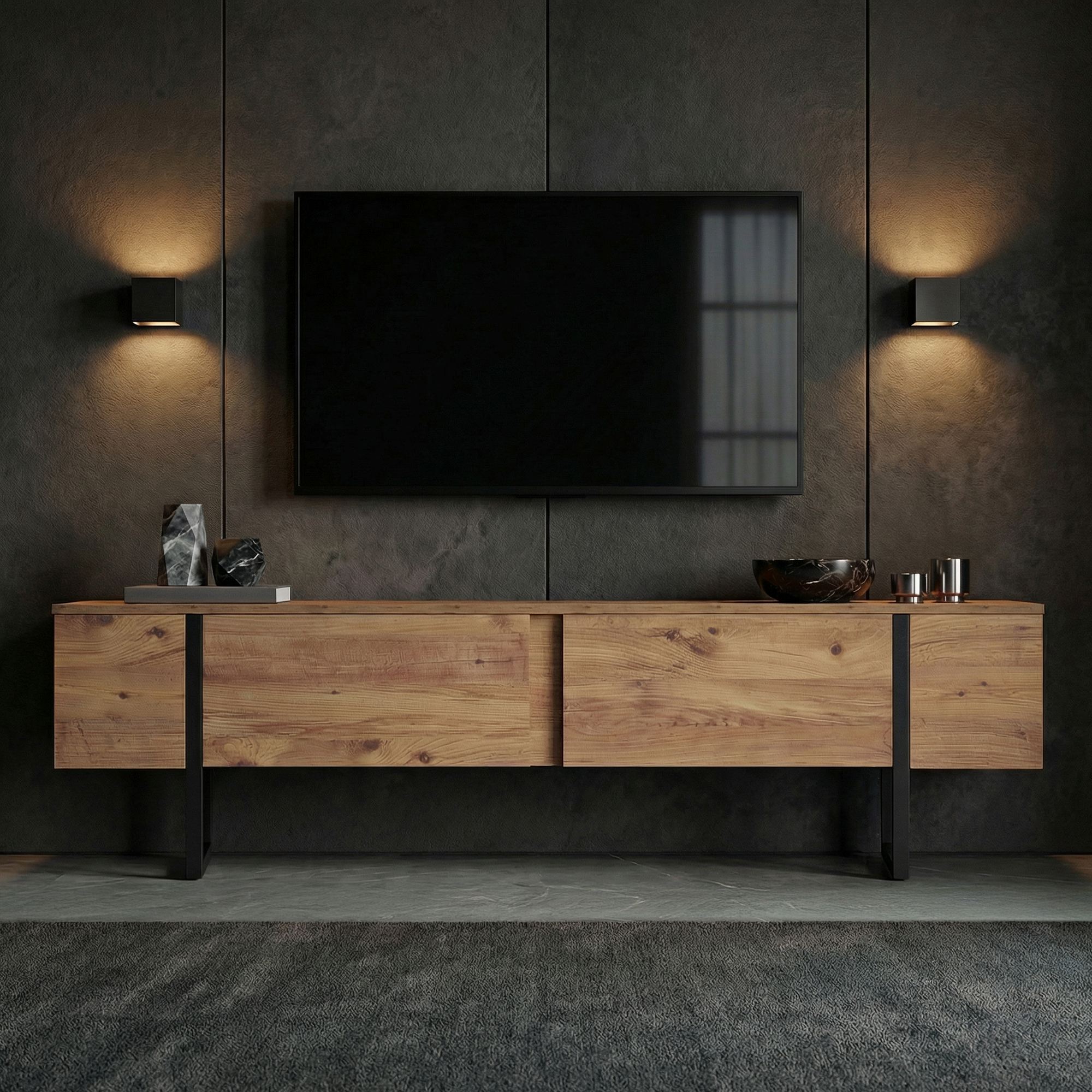 Onera Sideboard Kiefer-Optik Schwarz