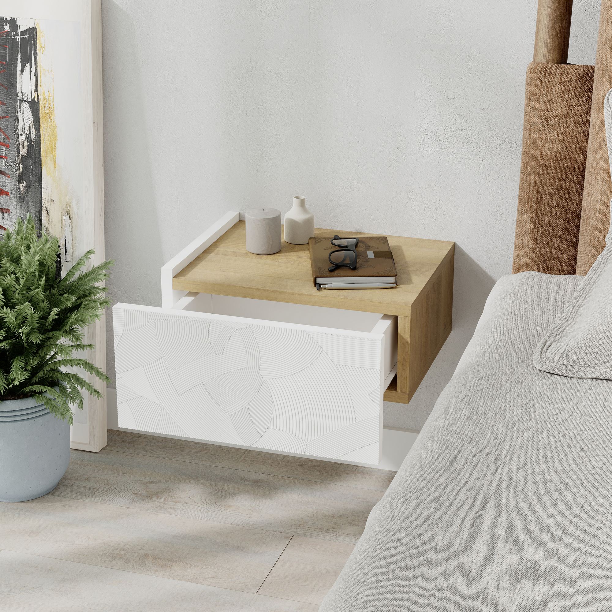 Onda Nightstand White Brown