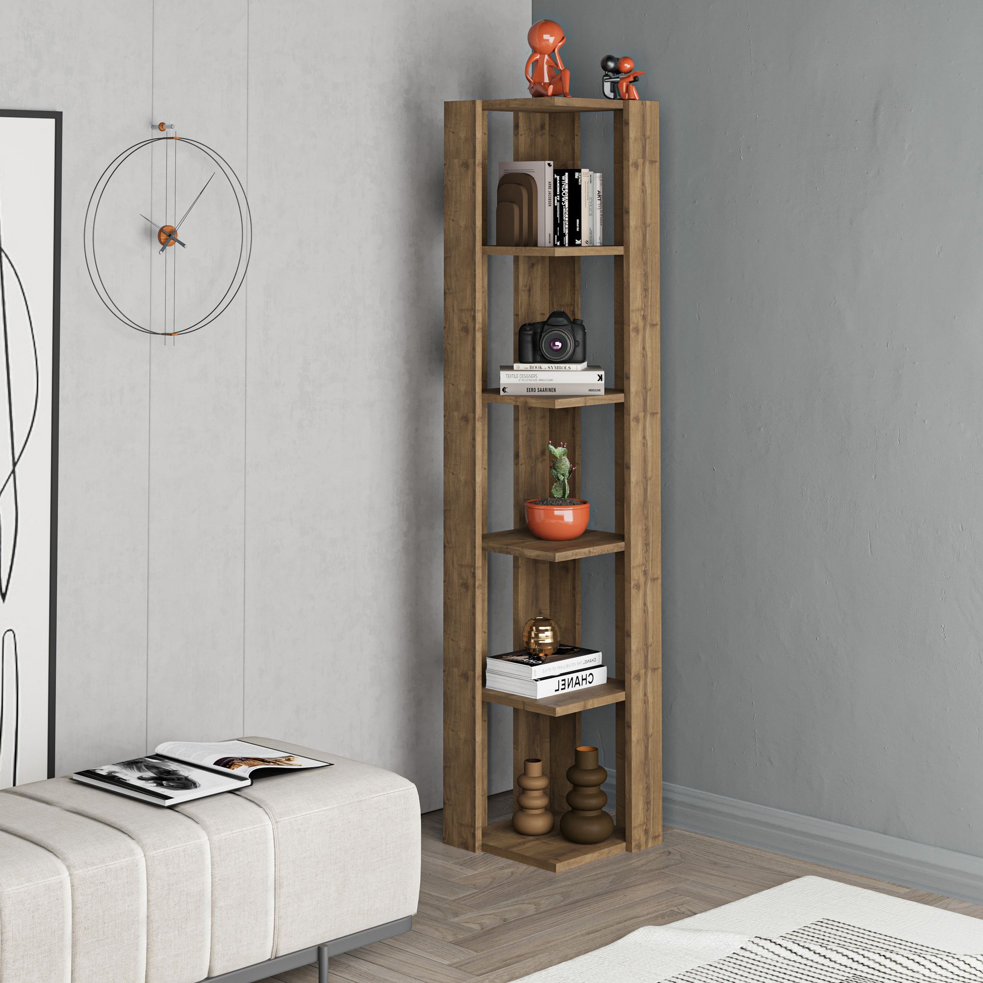 Nati Corner Shelf Walnut Look Brown