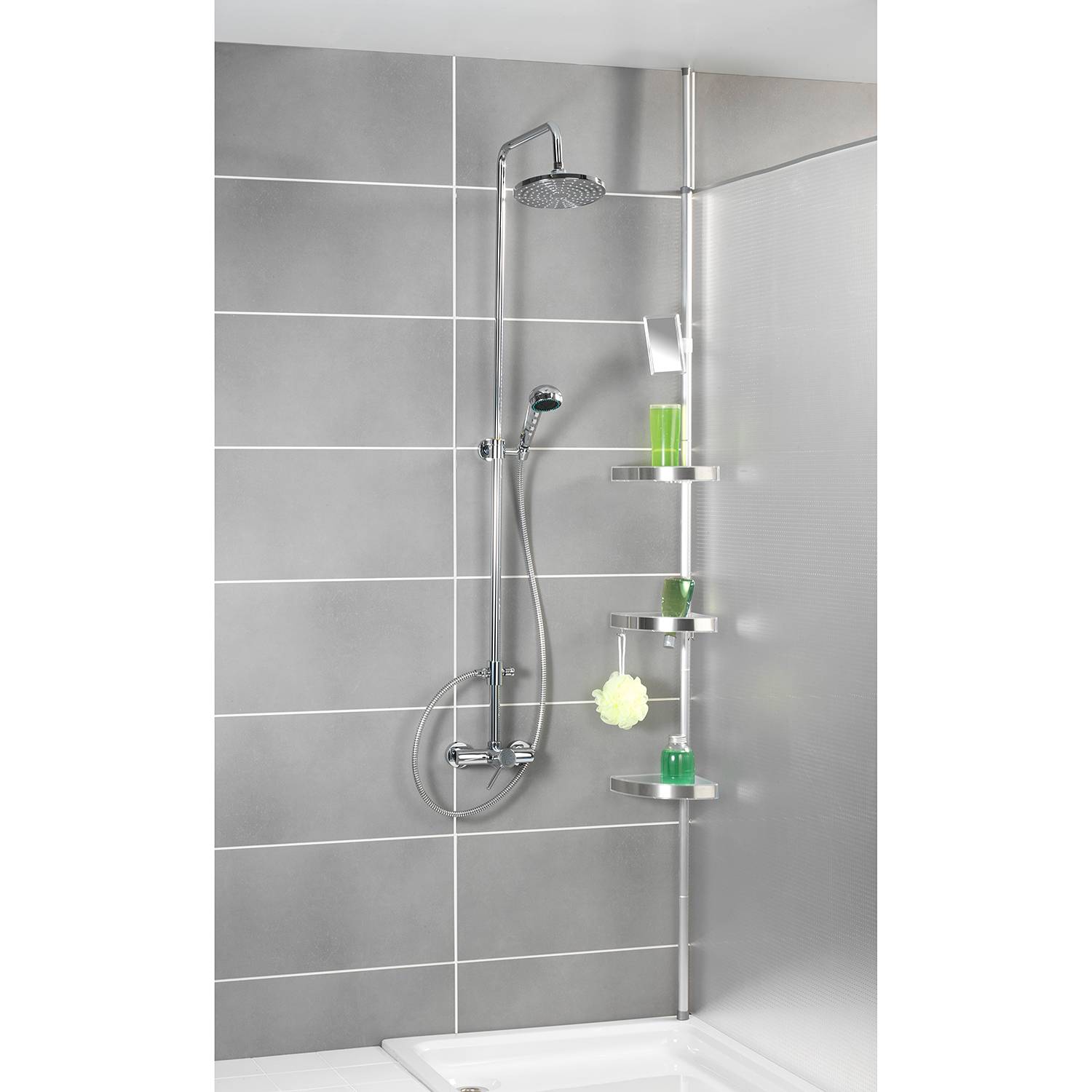 Premium I Duschregal  Aluminium Kunststoff Silber