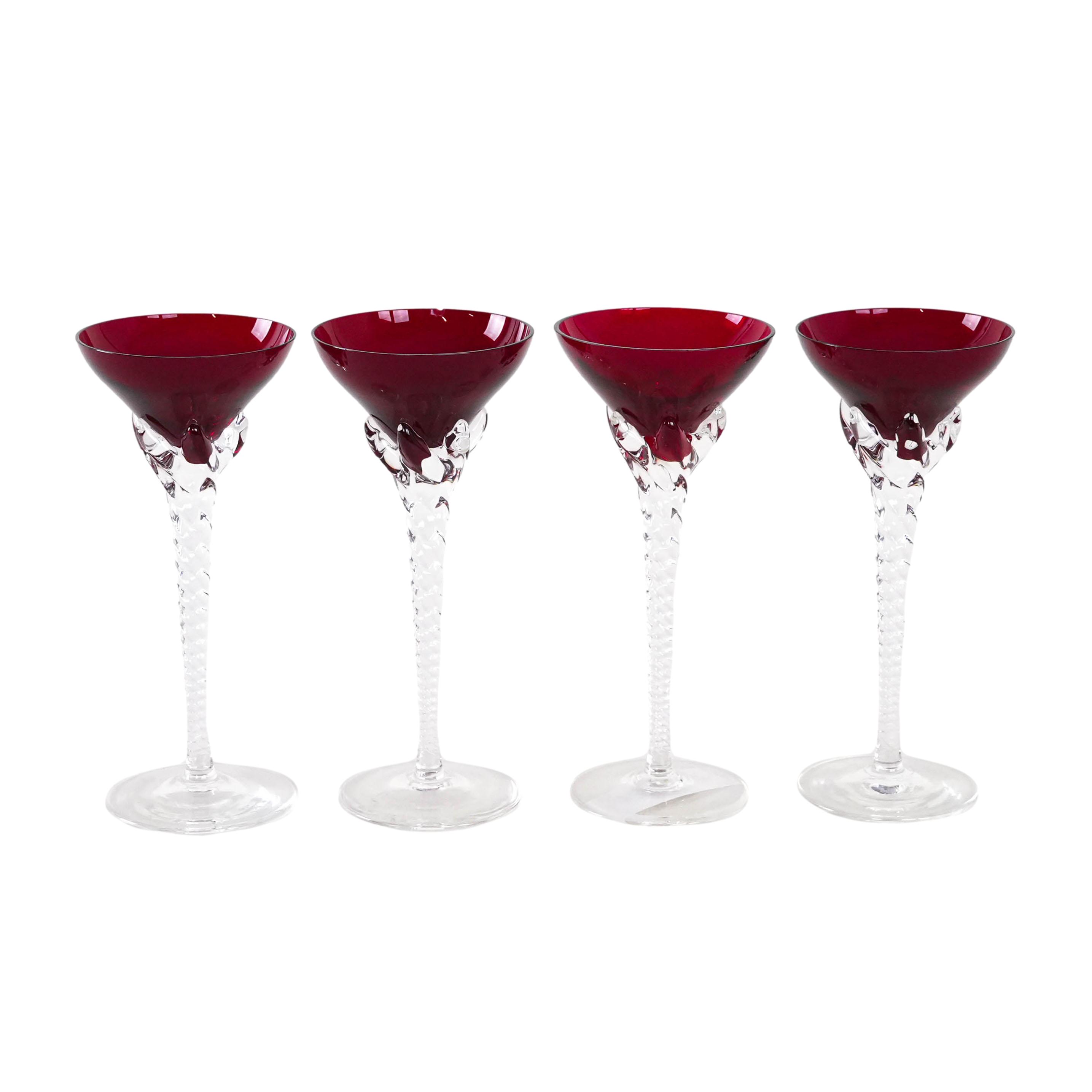 4x Glasses Ruby Red