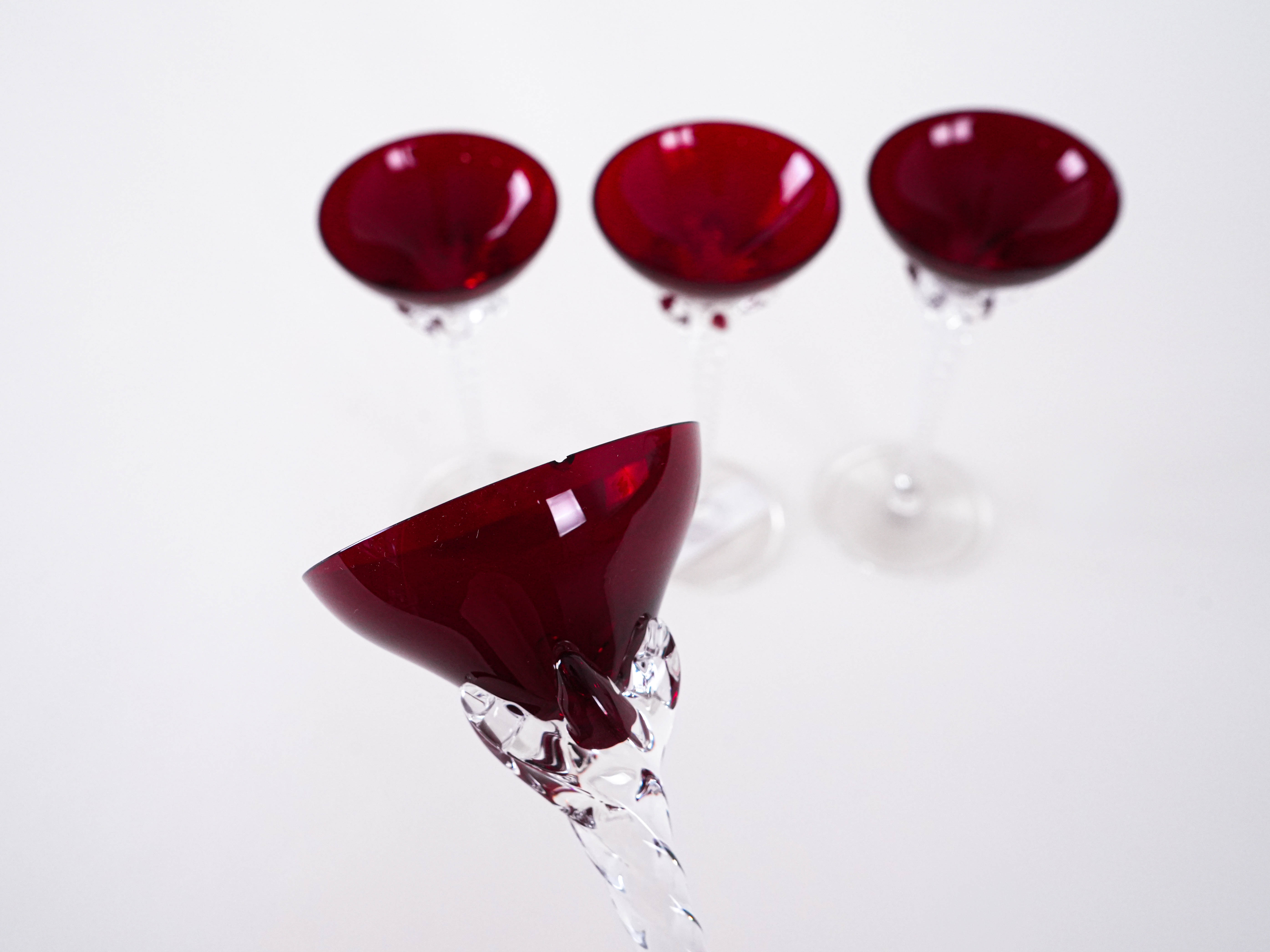 4x Glasses Ruby Red