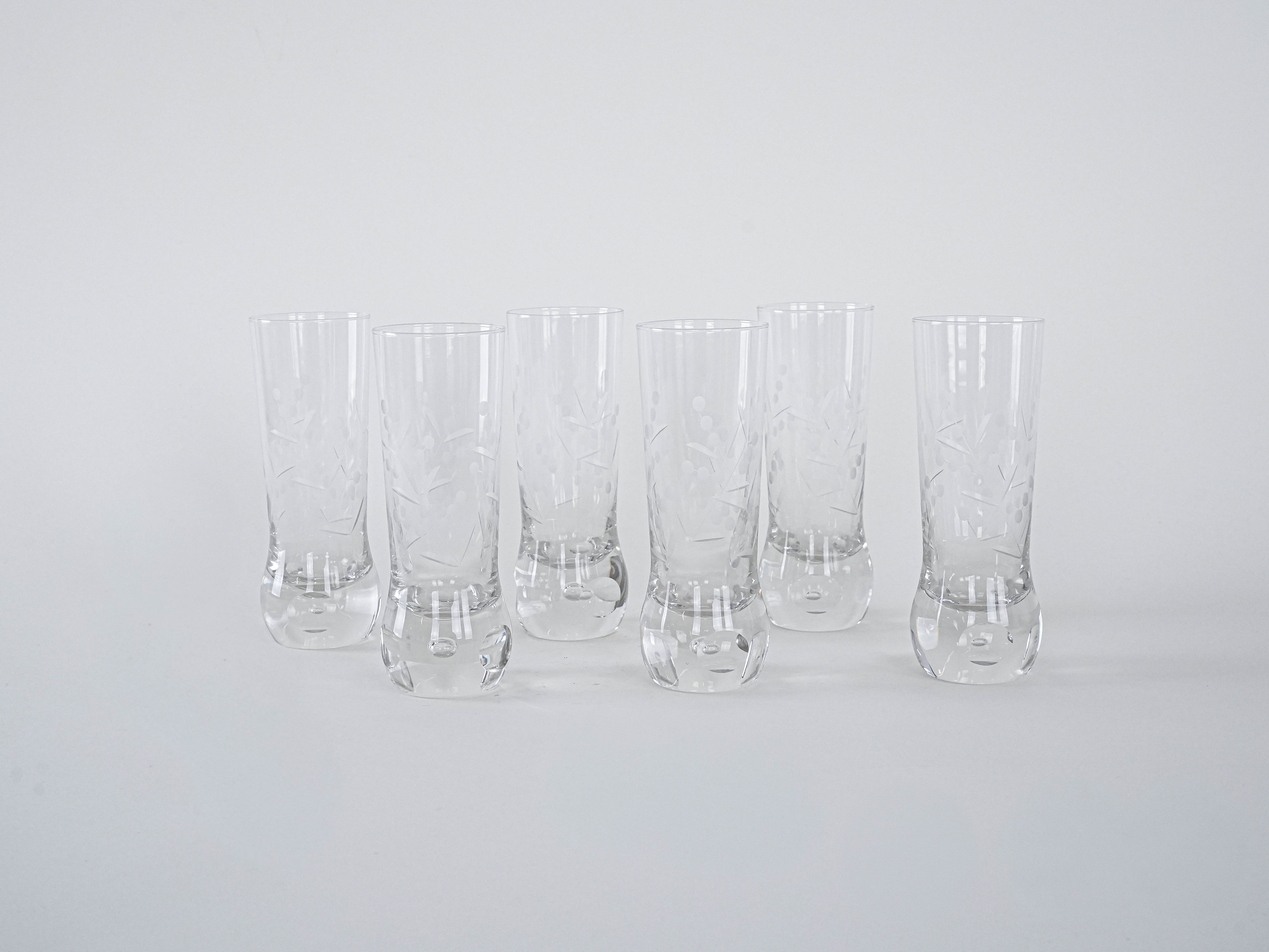 Set of 6 glasses transparent 1970s