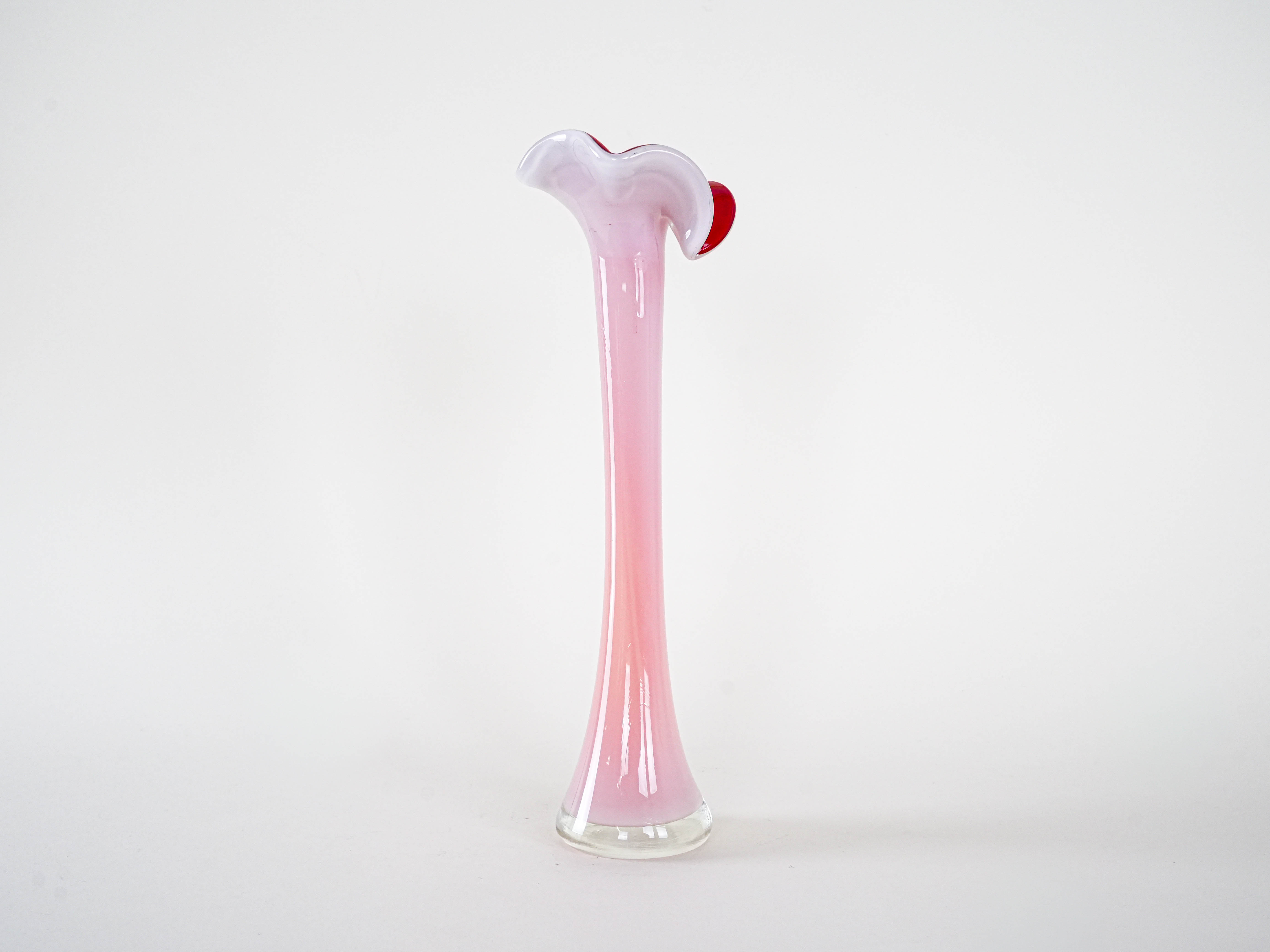 Vase Muranoglas Rosa 1970er Jahre