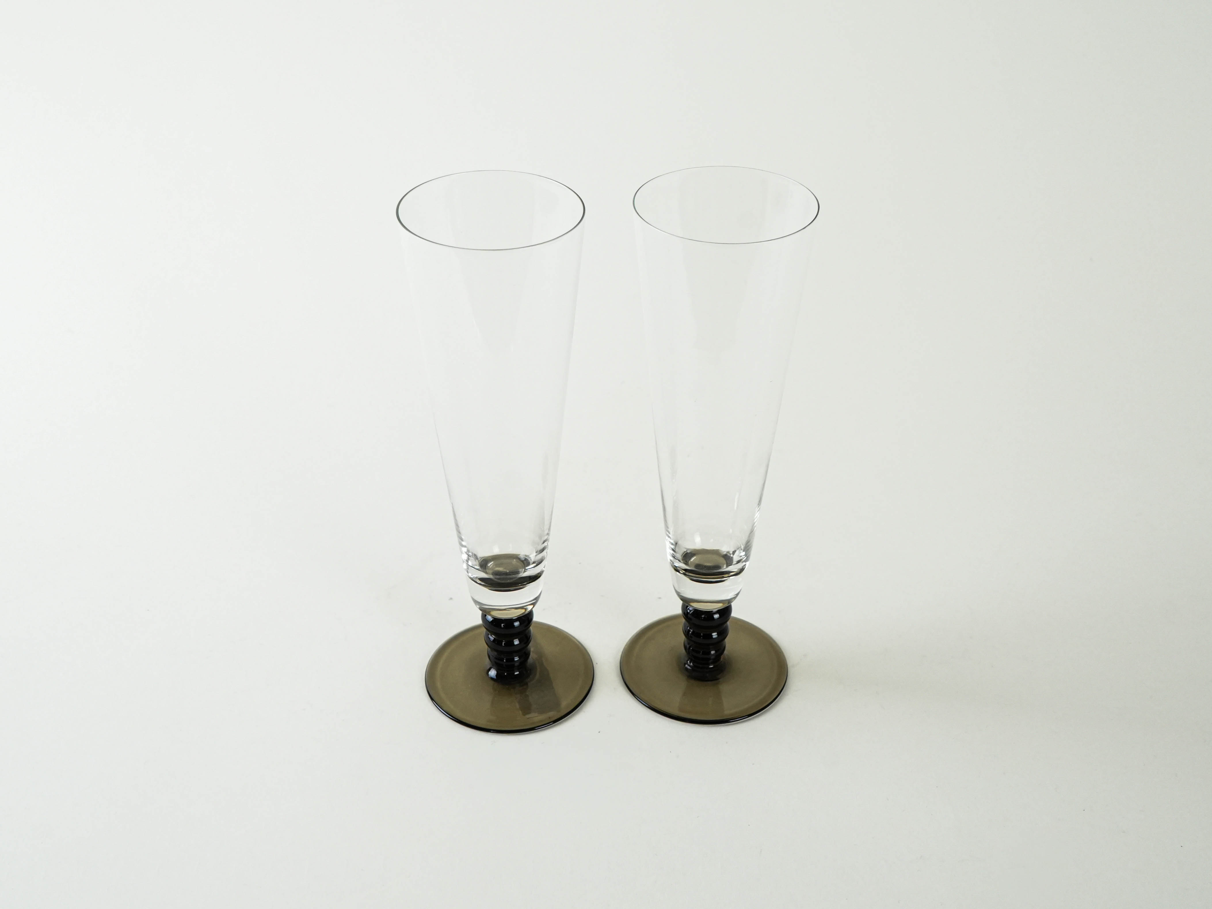 2x Champagne glasses Glass Transparent 1970s