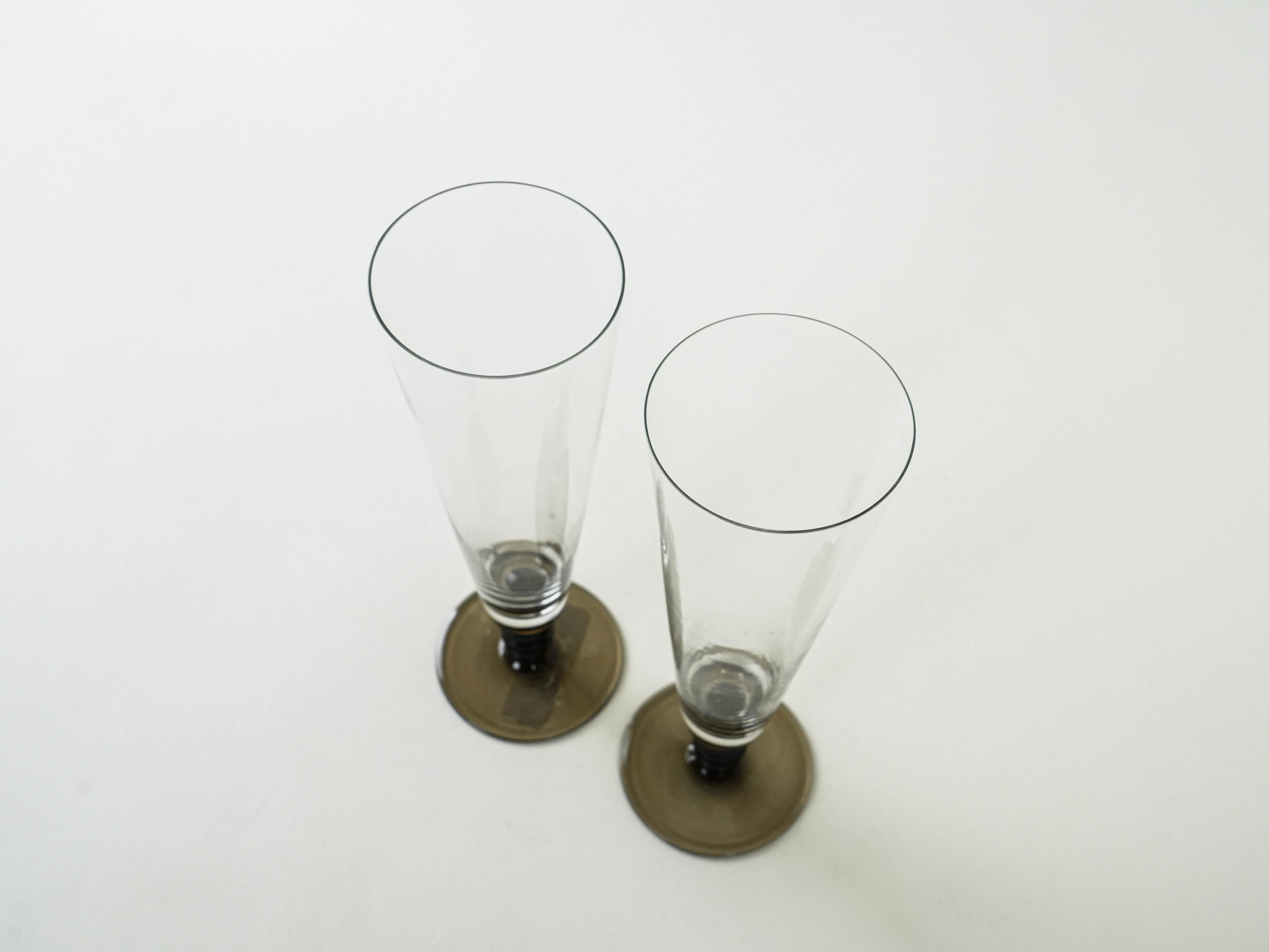 2x Champagne glasses Glass Transparent 1970s