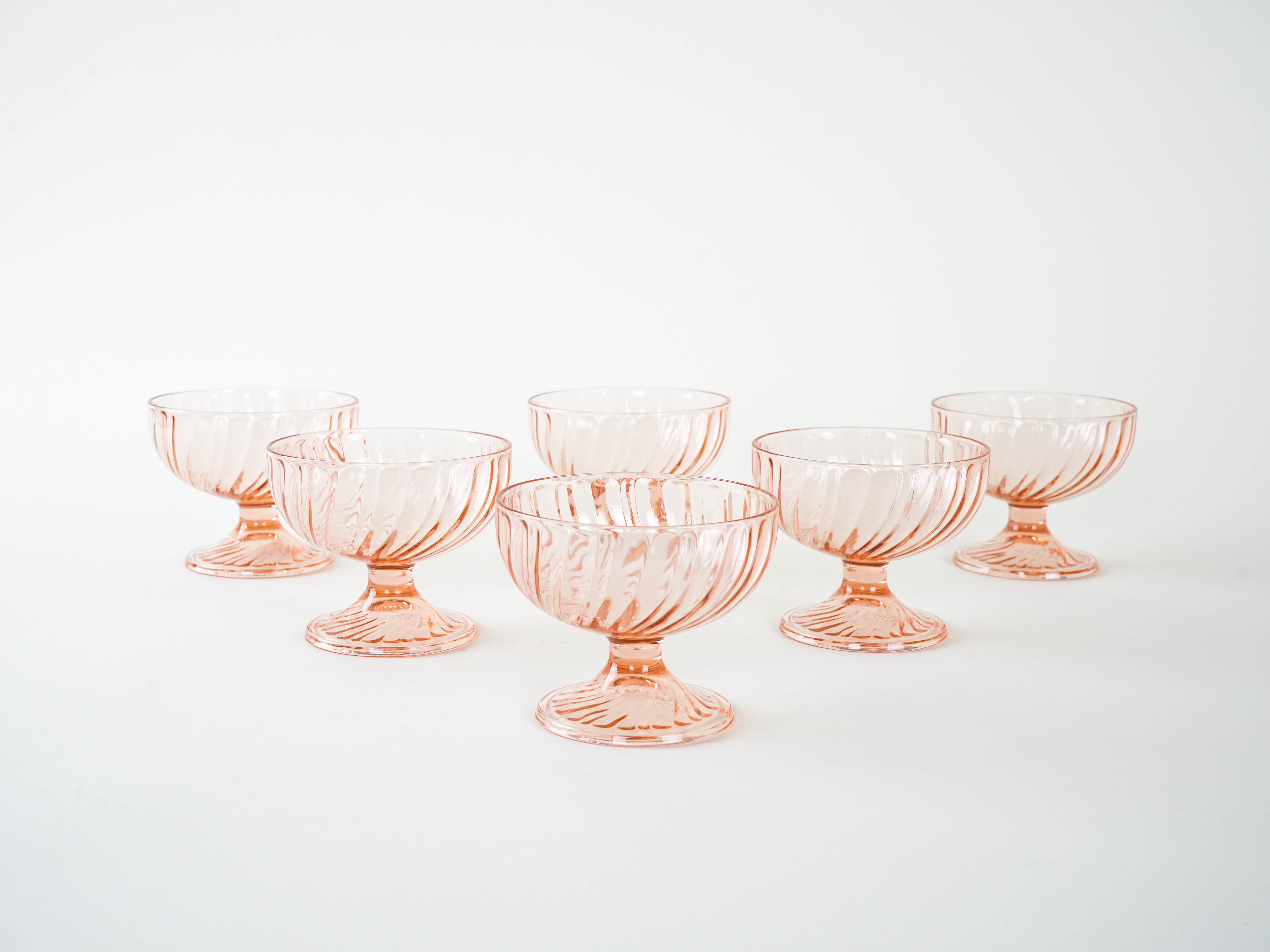 Set di coppette da dessert rosa anni '70