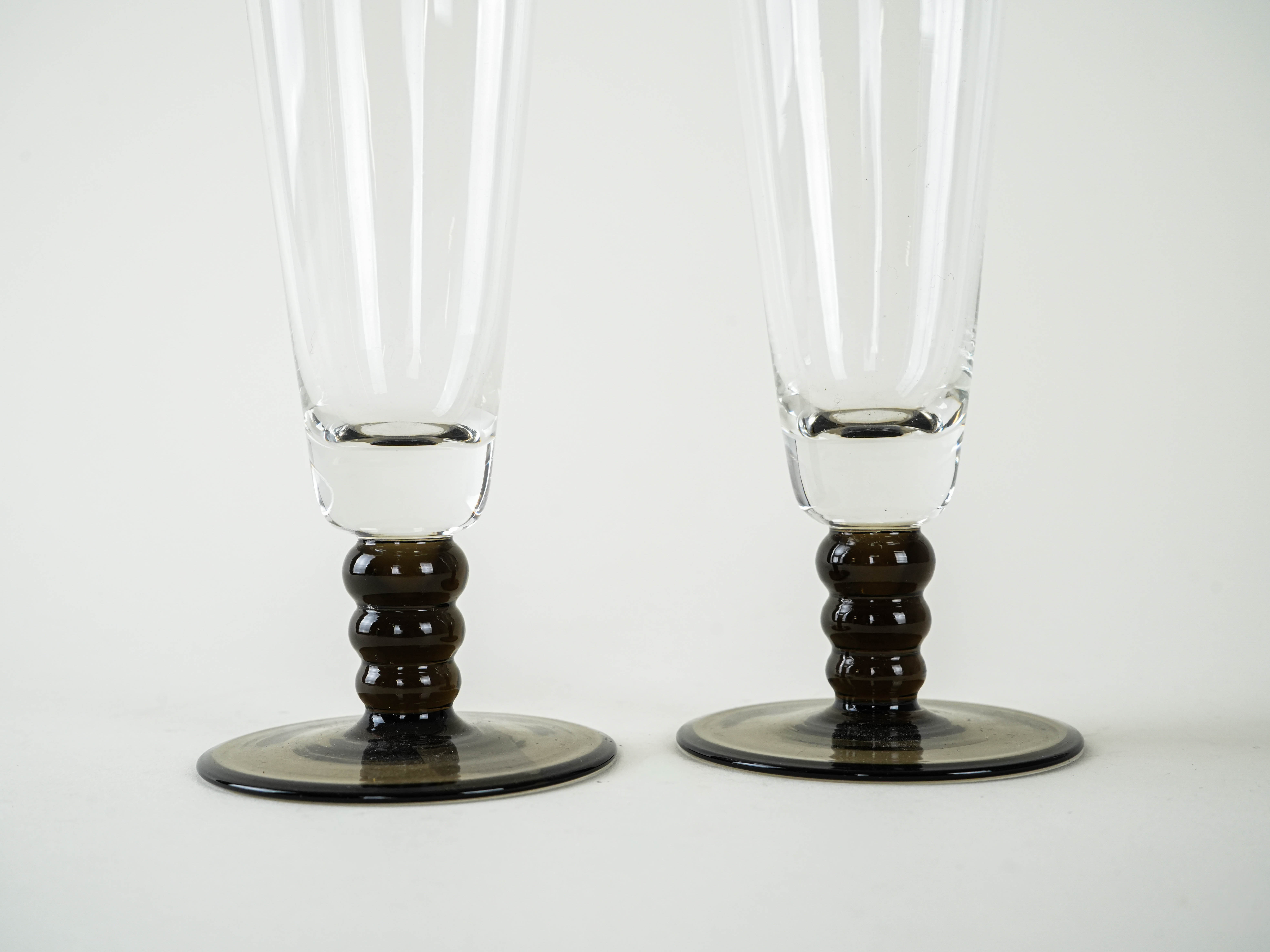 2x Champagnergläser Glas Transparent 1970er Jahre
